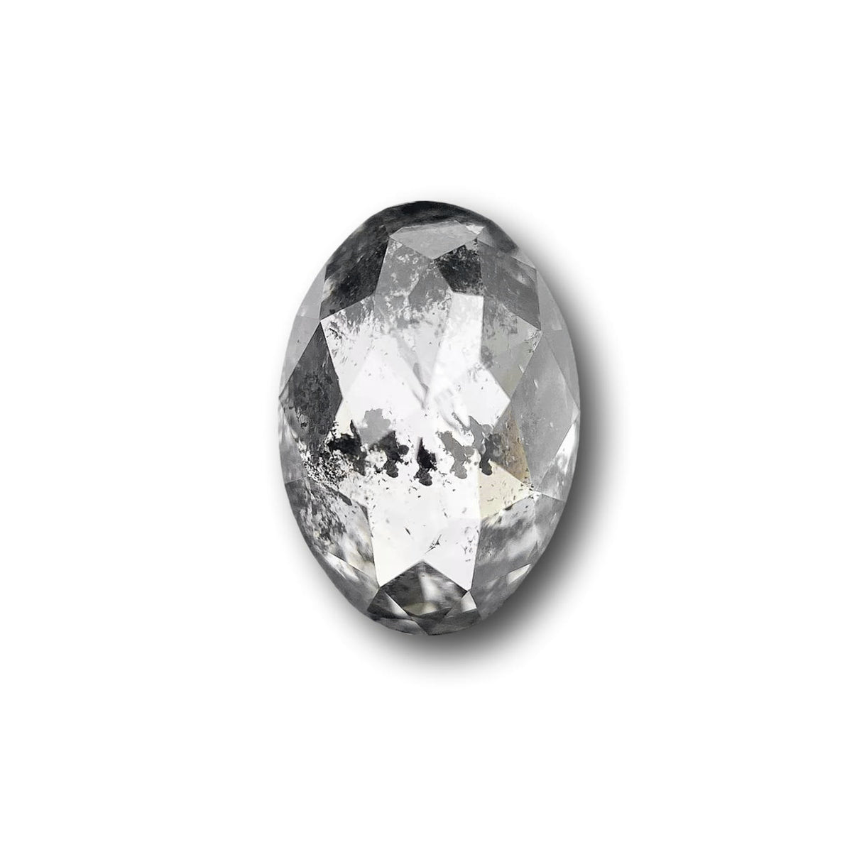 1.20ct | Salt &amp; Pepper Oval Shape Rose Cut Diamond - Modern Rustic Diamond