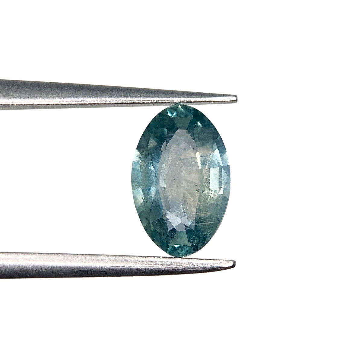 1.36ct | Brilliant Cut Moval Shape Green Blue Montana Sapphire-Modern Rustic Diamond