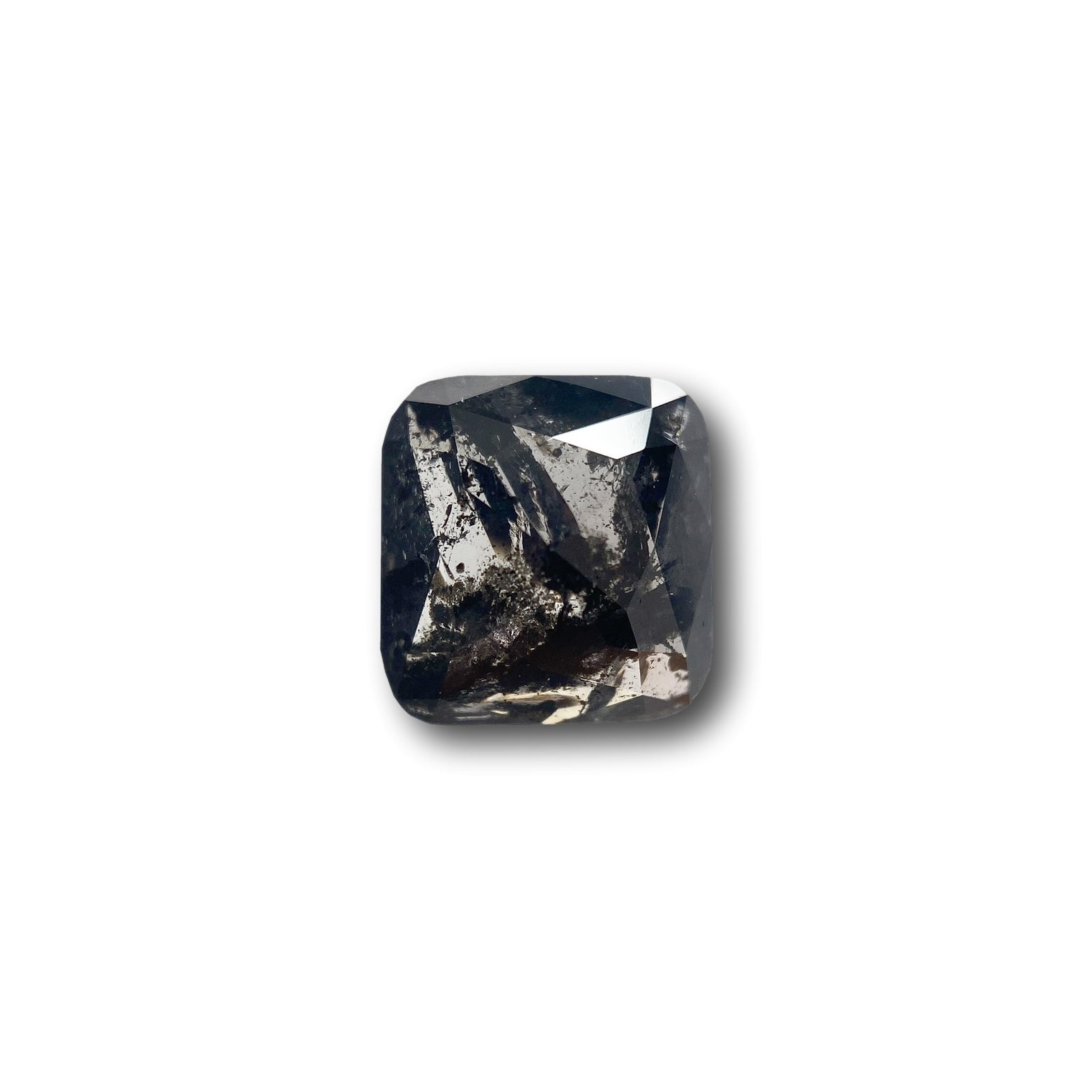 2.06ct | Salt & Pepper Cushion Shape Rose Cut Diamond - Modern Rustic Diamond