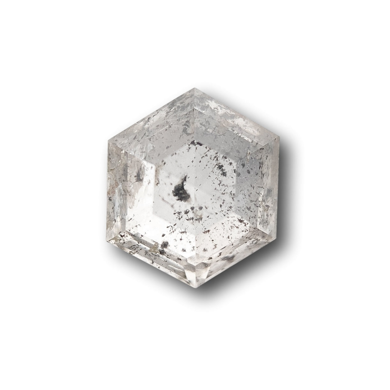 0.82ct | Salt & Pepper Hexagon Shape Rose Cut Diamond - Modern Rustic Diamond