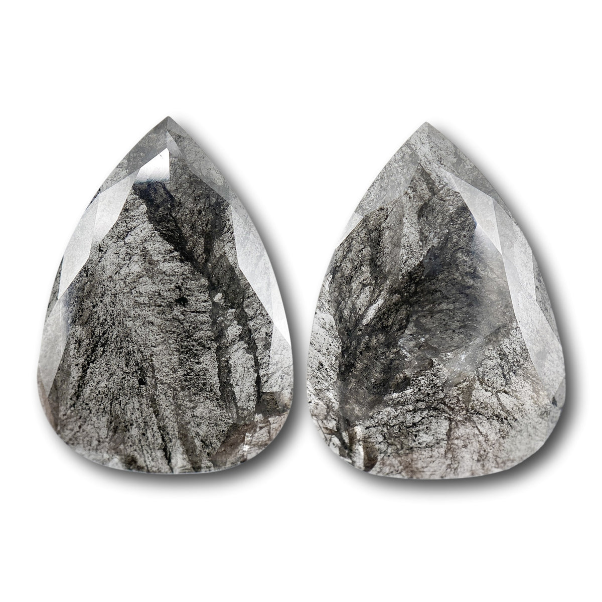 7.03cttw | Rustic Pear Shape Rose Cut Diamond Matched Pair - Modern Rustic Diamond