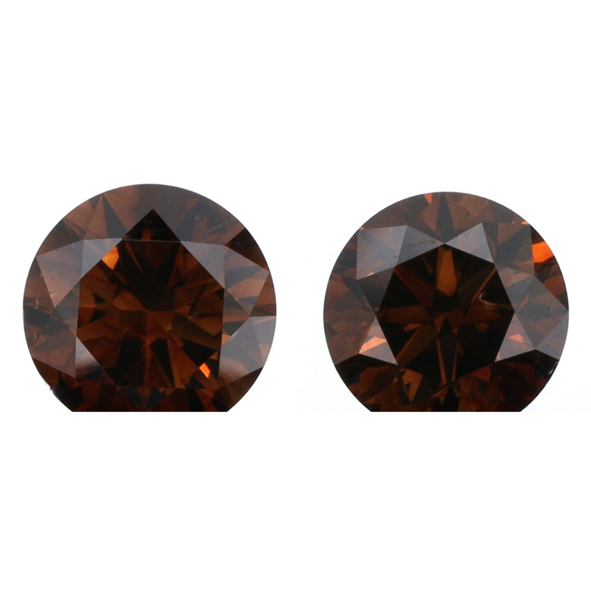 0.69cttw | Champagne VS-SI Round Shape Brilliant Cut Diamond Matched Pair - Modern Rustic Diamond