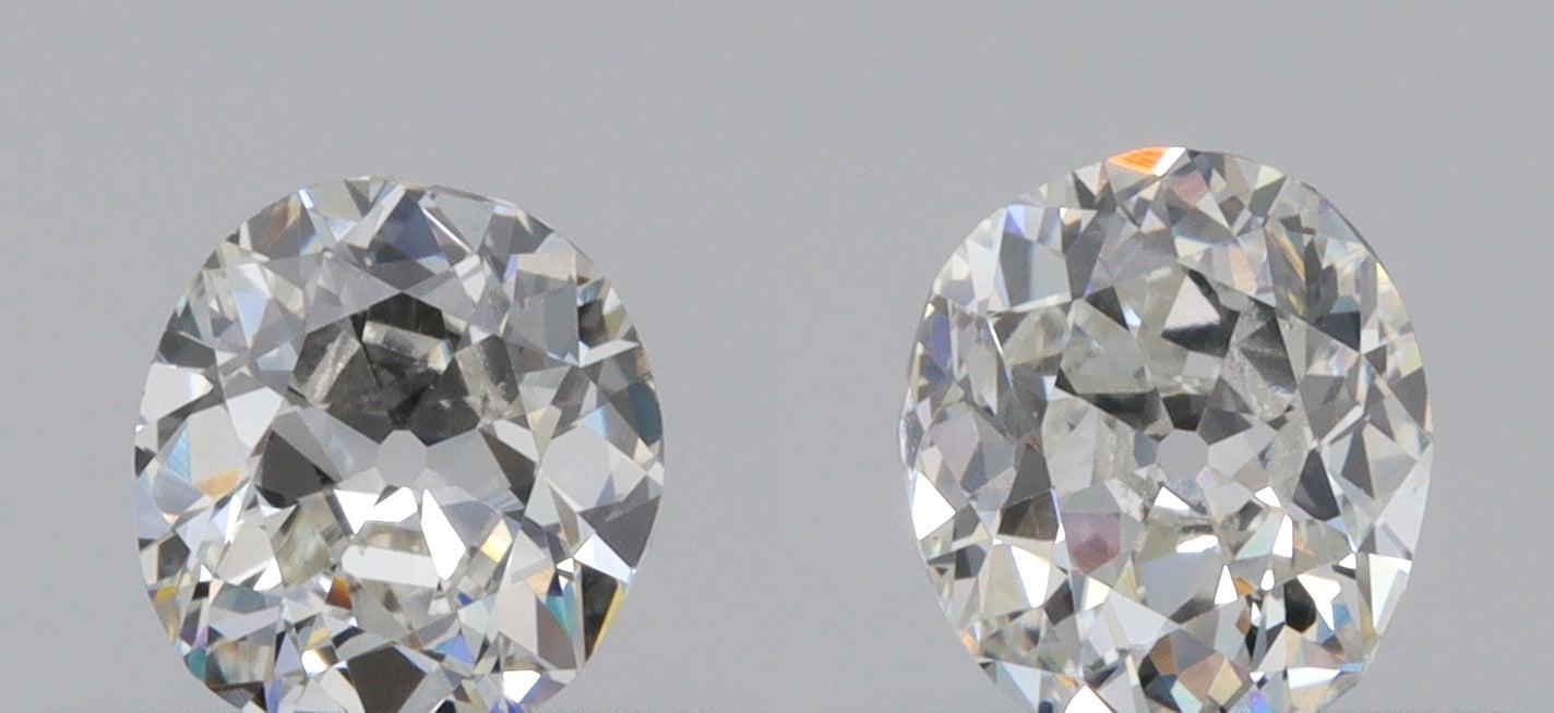 0.81cttw | G VVS1 Oval Shape Old Mine Cut Diamond Matched Pair - Modern Rustic Diamond