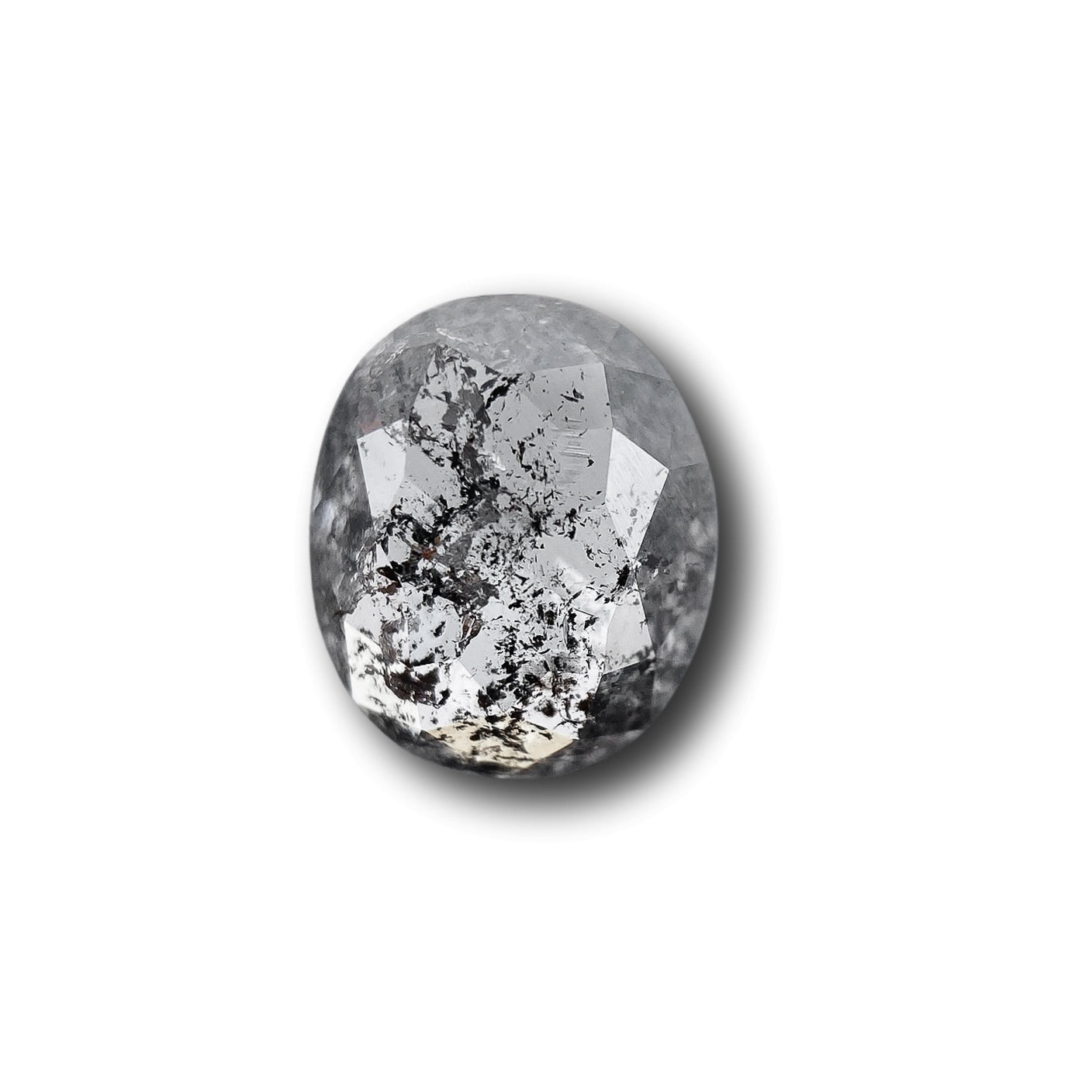 0.89ct | Salt & Pepper Cushion Shape Rose Cut Diamond - Modern Rustic Diamond