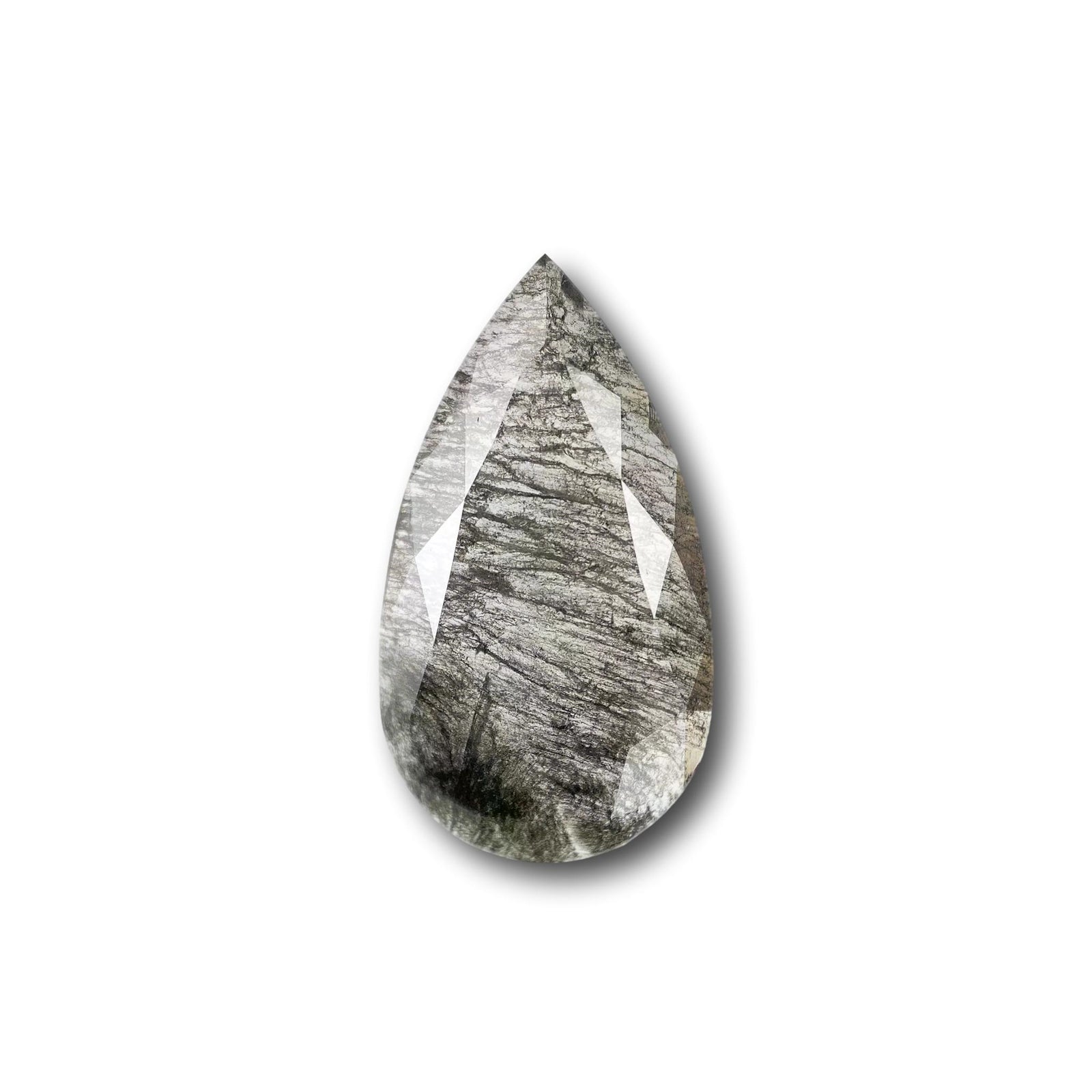 3.84ct | Salt & Pepper Pear Shape Rose Cut Diamond - Modern Rustic Diamond