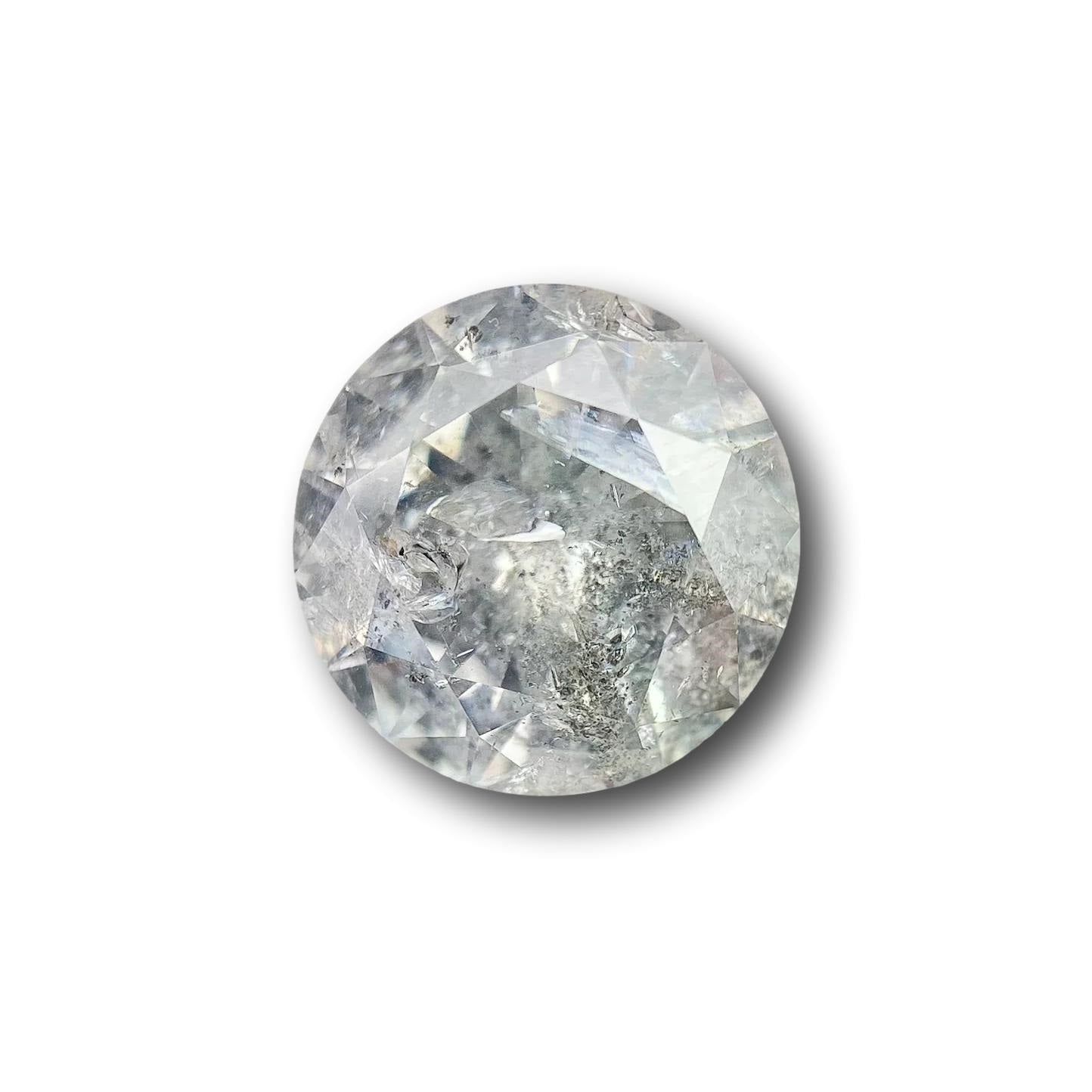 1.89ct | Salt & Pepper Round Shape Brilliant Cut Diamond - Modern Rustic Diamond