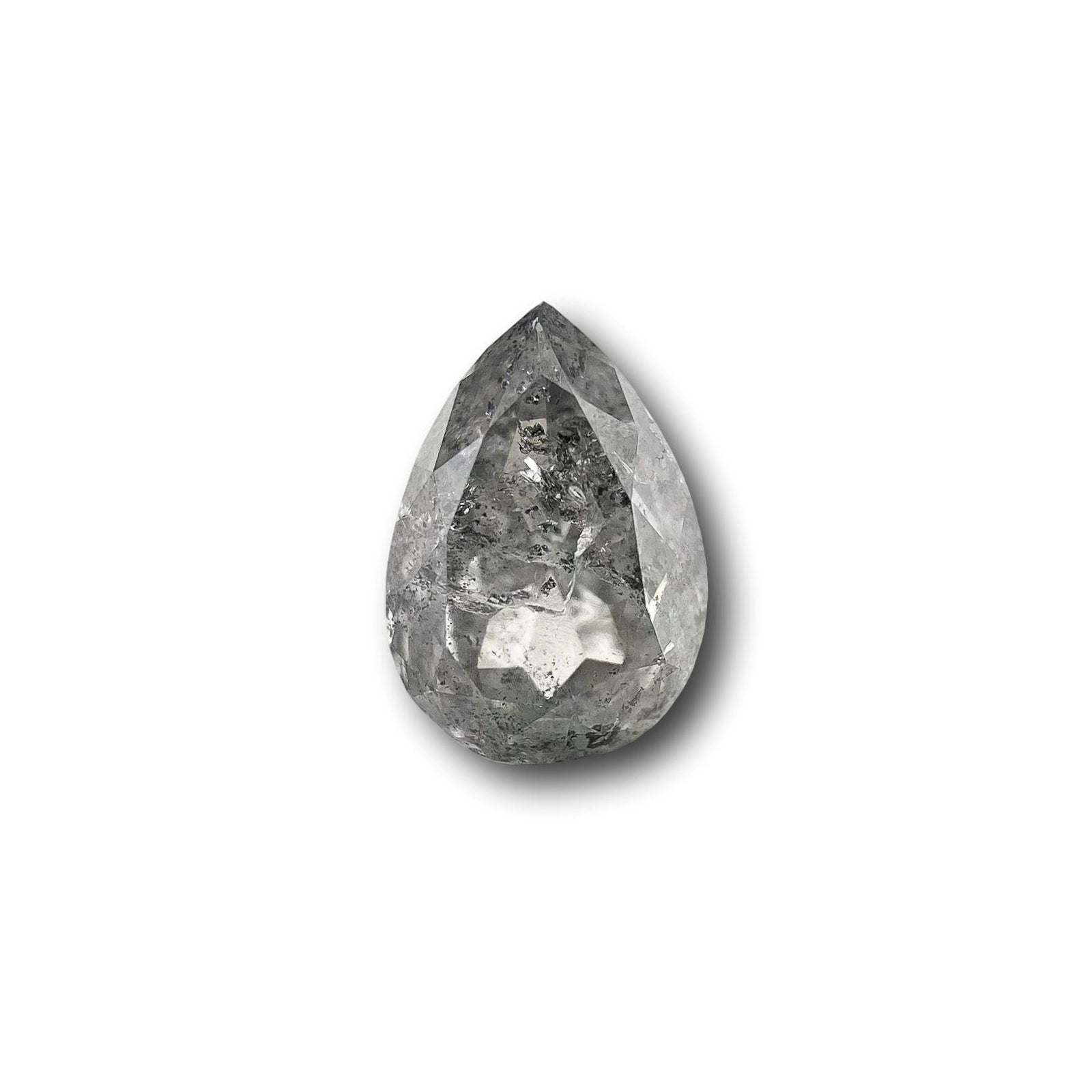0.83ct | Salt & Pepper Pear Shape Rose Cut Diamond - Modern Rustic Diamond