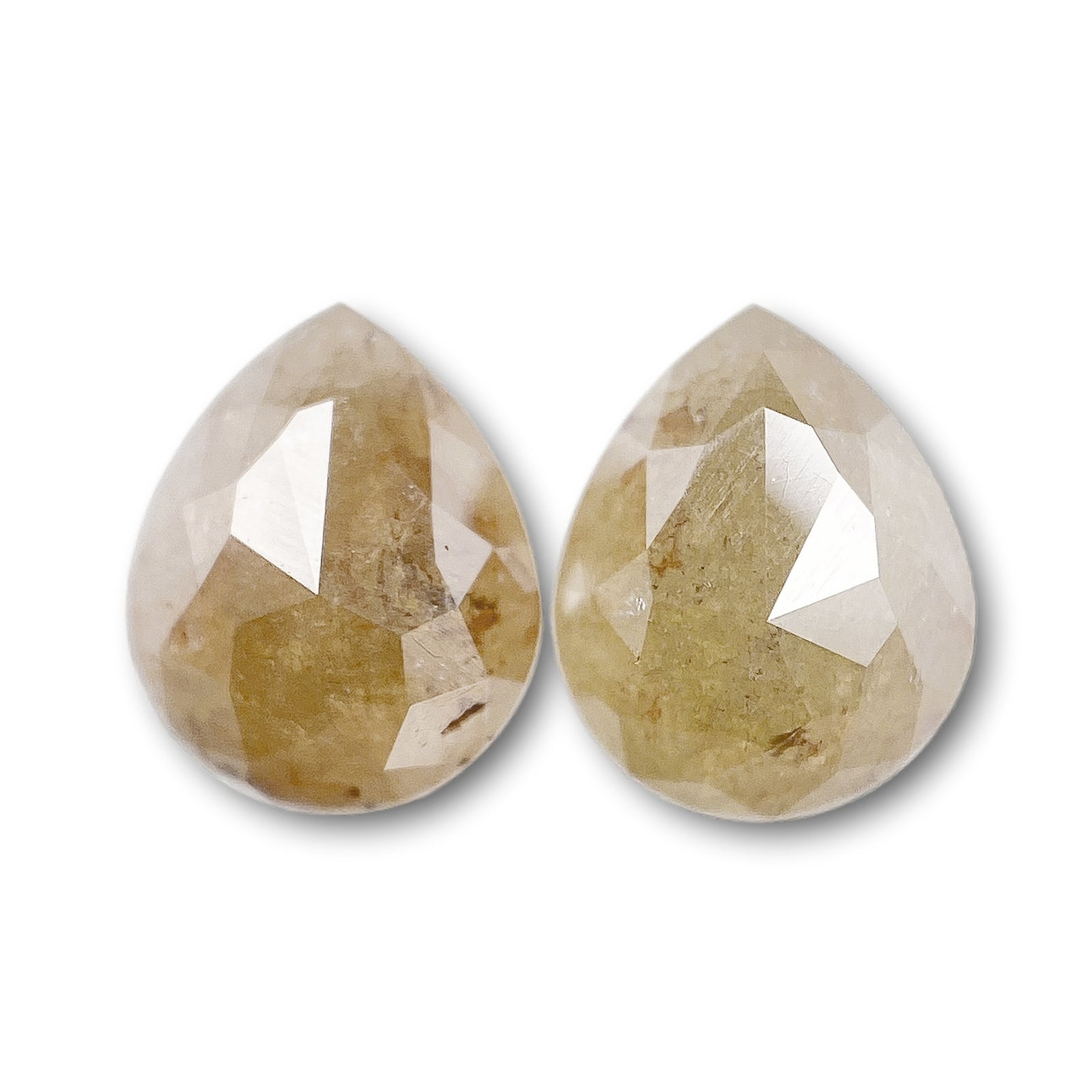 1.84cttw | Rustic  Pear Shape Rose Cut Diamond Matched Pair - Modern Rustic Diamond