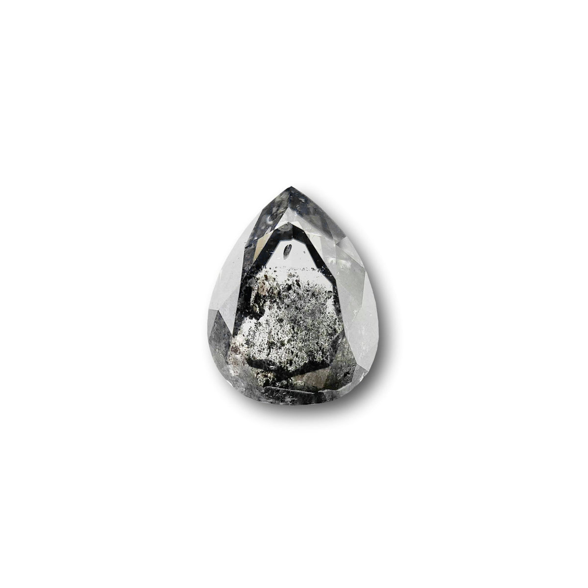 1.69ct | Salt &amp; Pepper Pear Shape Rose Cut Diamond - Modern Rustic Diamond
