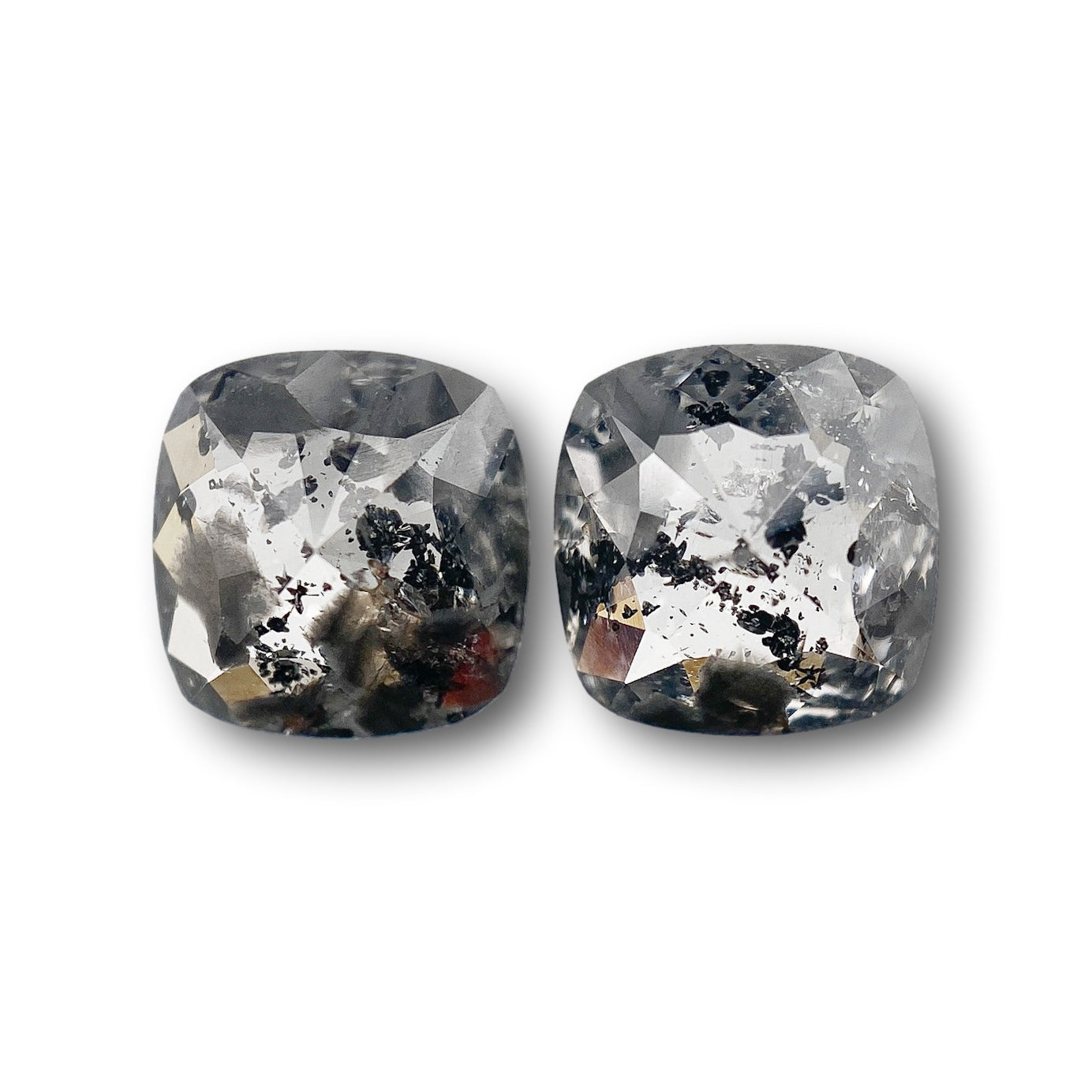 4.66cttw | Rustic  Cushion Shape Rose Cut Diamond Matched Pair - Modern Rustic Diamond