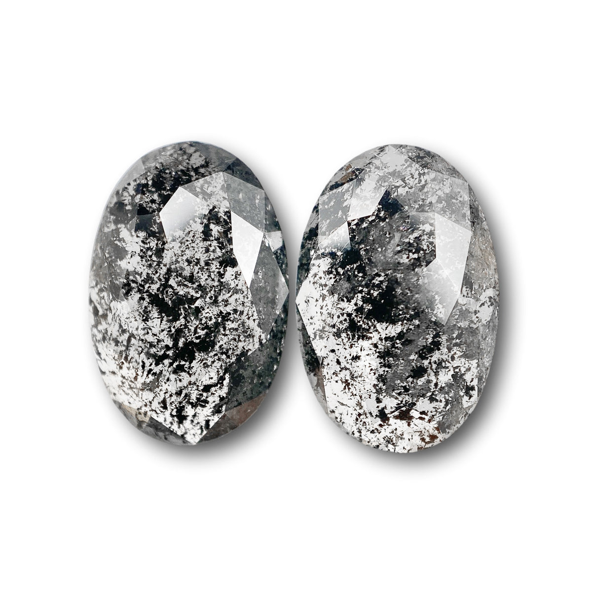 2.94cttw | Rustic Oval Shape Rose Cut Diamond Matched Pair - Modern Rustic Diamond
