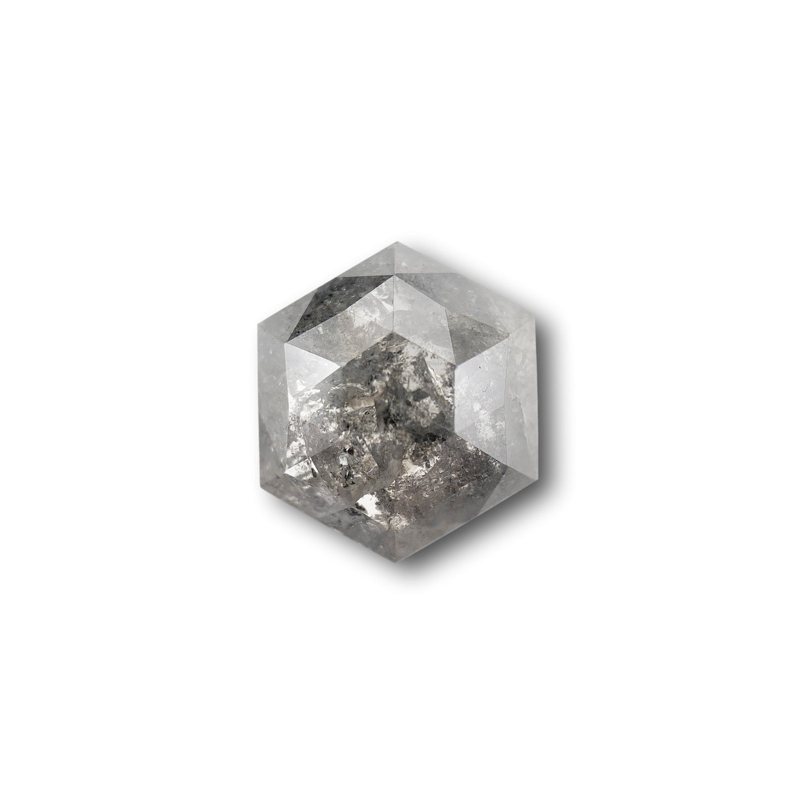 2.97ct | Salt & Pepper Hexagon Shape Rose Cut Diamond - Modern Rustic Diamond