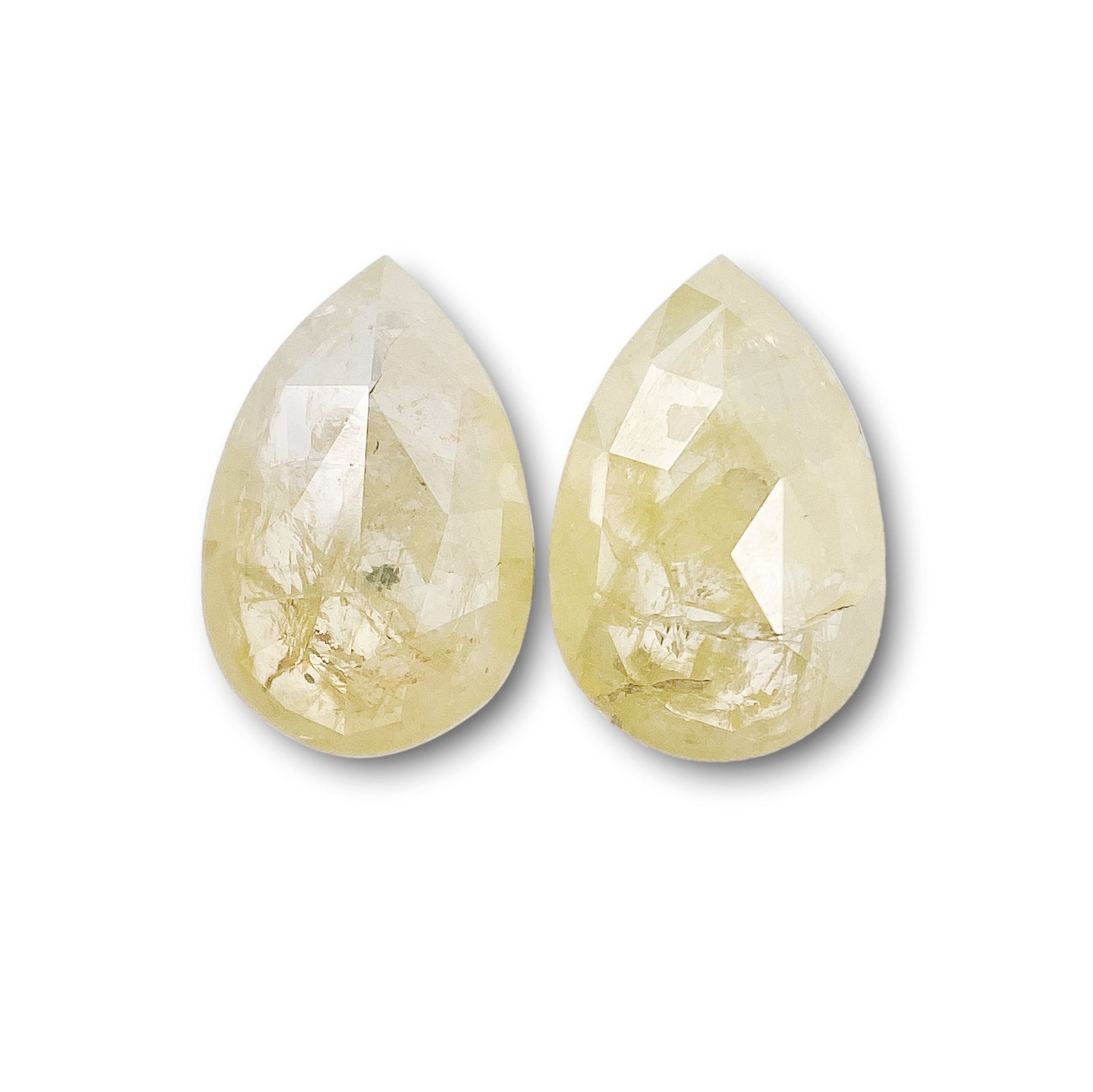 1.09cttw | Rustic  Pear Shape Rose Cut Diamond Matched Pair - Modern Rustic Diamond