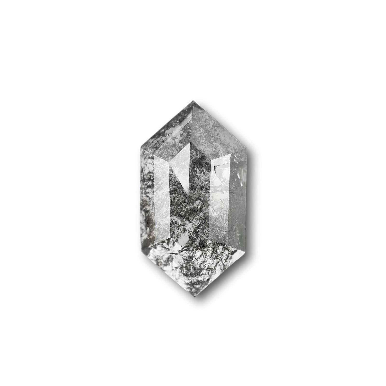 4.05ct | Salt & Pepper Hexagon Shape Rose Cut Diamond - Modern Rustic Diamond