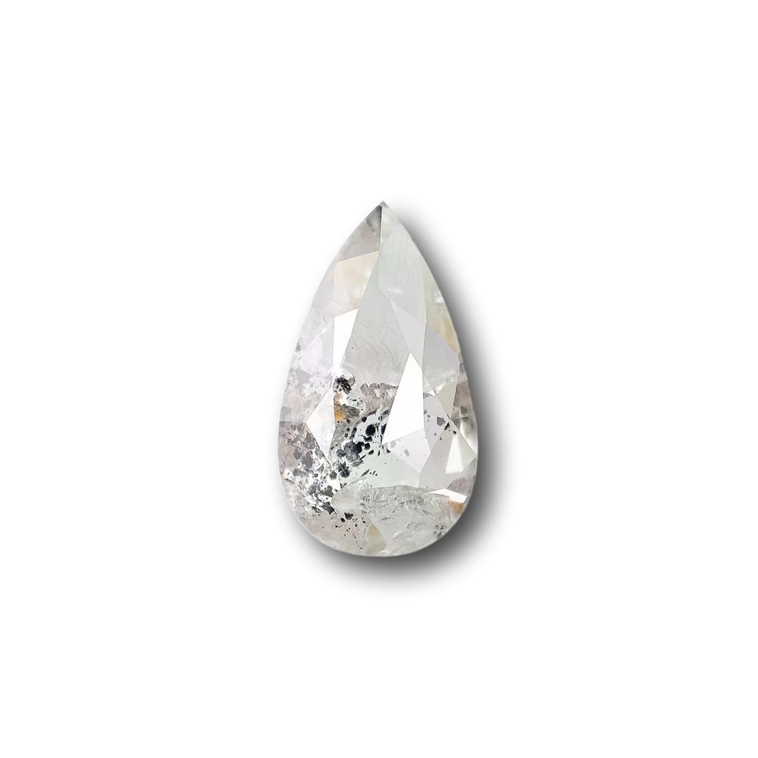 1.10ct | Salt & Pepper Pear Shape Rose Cut Diamond - Modern Rustic Diamond