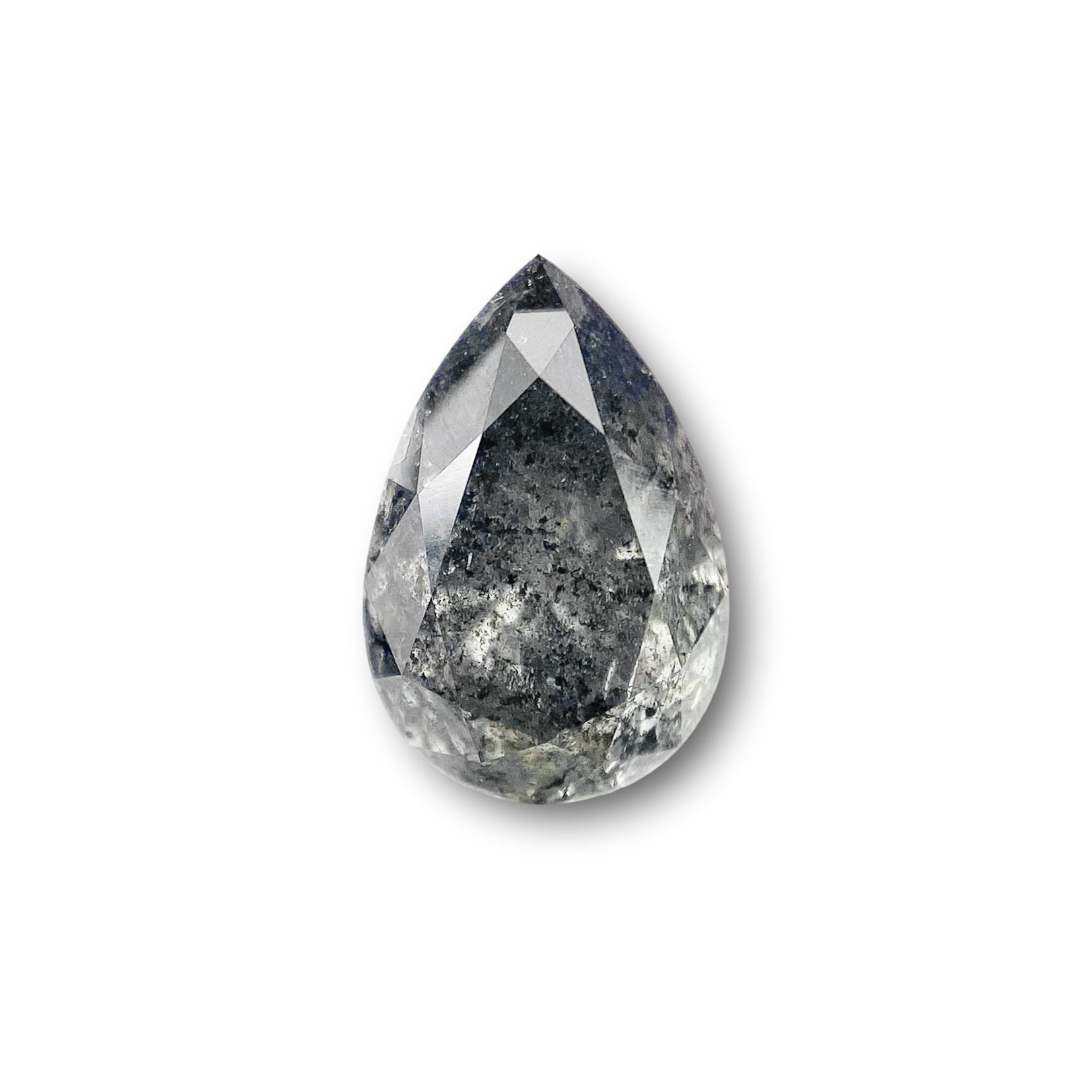 1.63ct | Salt & Pepper Pear Shape Brilliant Cut Diamond - Modern Rustic Diamond