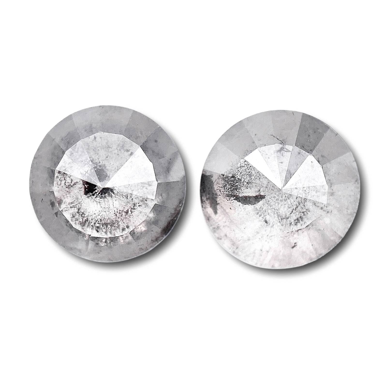 1.93cttw | Rustic  Round Shape Rose Cut Diamond Matched Pair - Modern Rustic Diamond