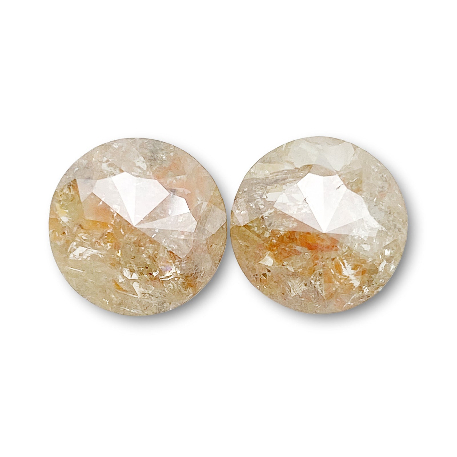 10.95cttw | Rustic  Round Shape Rose Cut Diamond Matched Pair - Modern Rustic Diamond