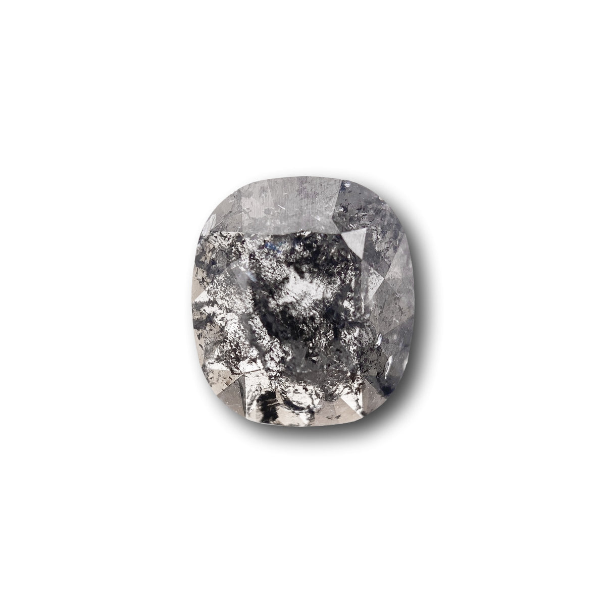 2.04ct | Salt &amp; Pepper Cushion Shape Rose Cut Diamond - Modern Rustic Diamond