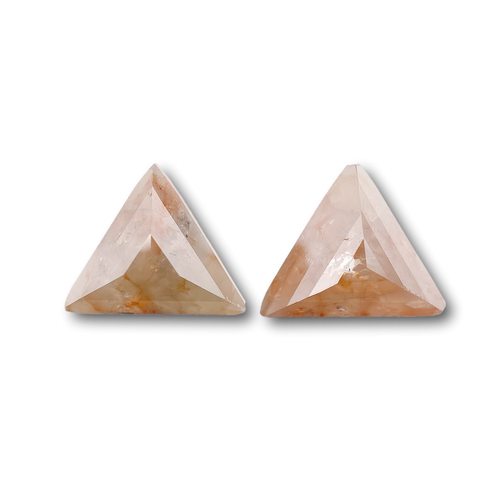 2.18cttw | Salt & Pepper Triangular Shape Rose Cut Diamond Matched Pair - Modern Rustic Diamond