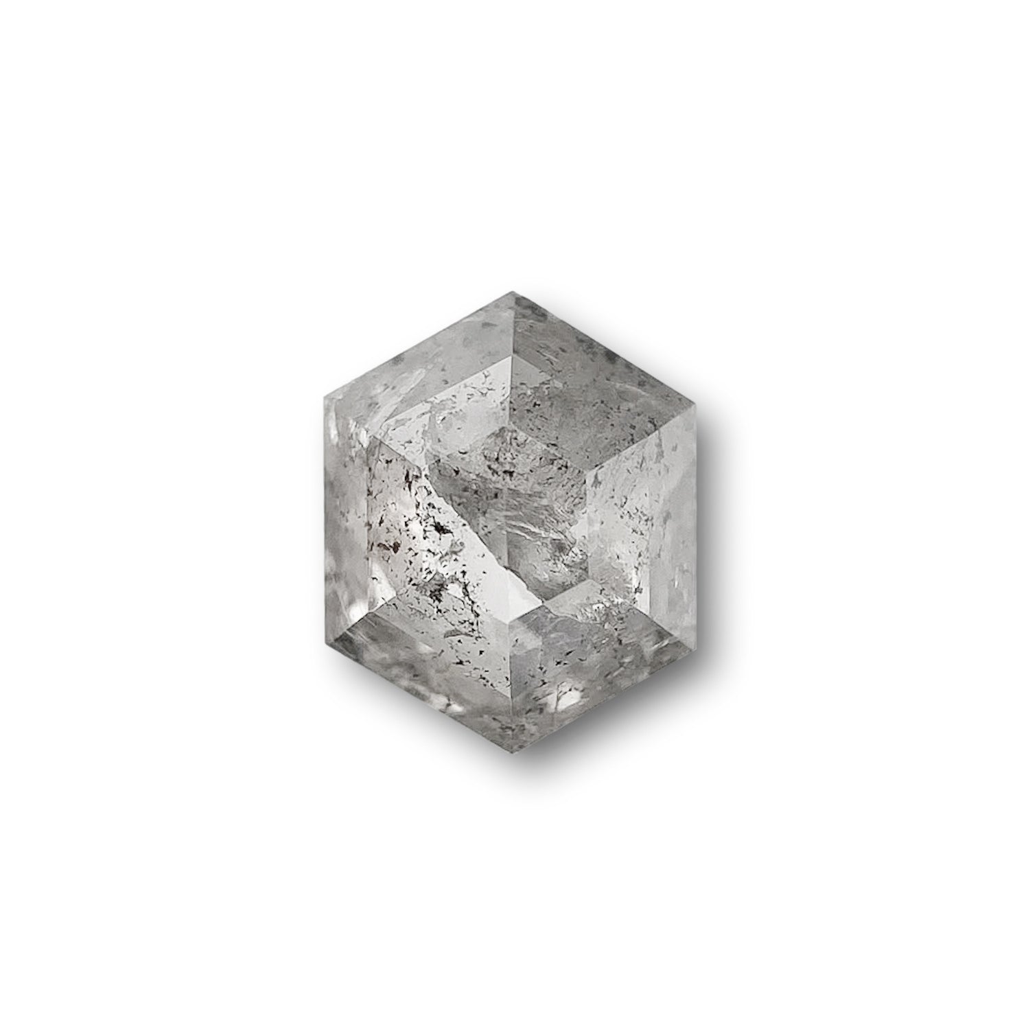 0.71ct | Salt & Pepper Hexagon Shape Rose Cut Diamond - Modern Rustic Diamond
