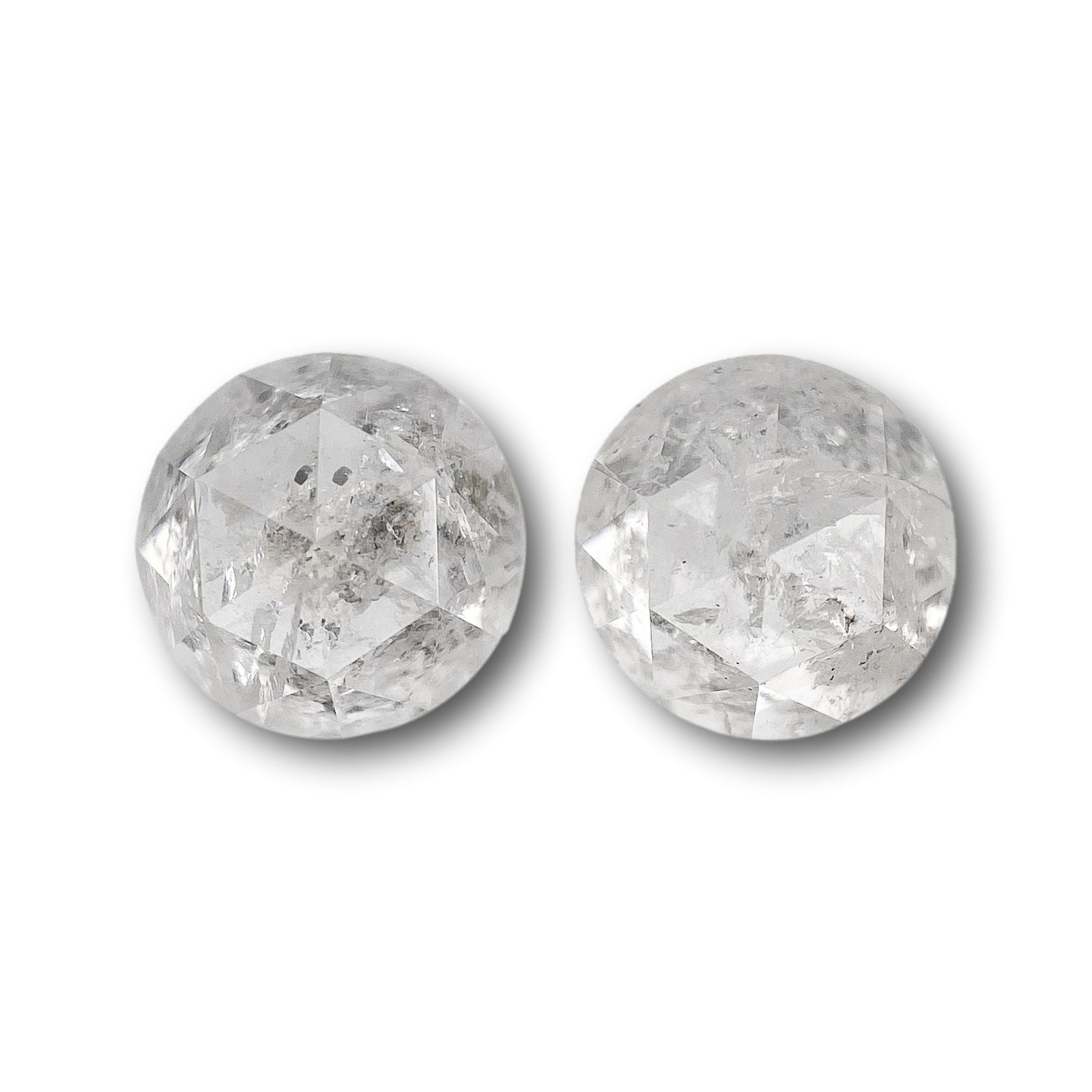 2.11cttw | Rustic Round Shape Rose Cut Diamond Matched Pair - Modern Rustic Diamond
