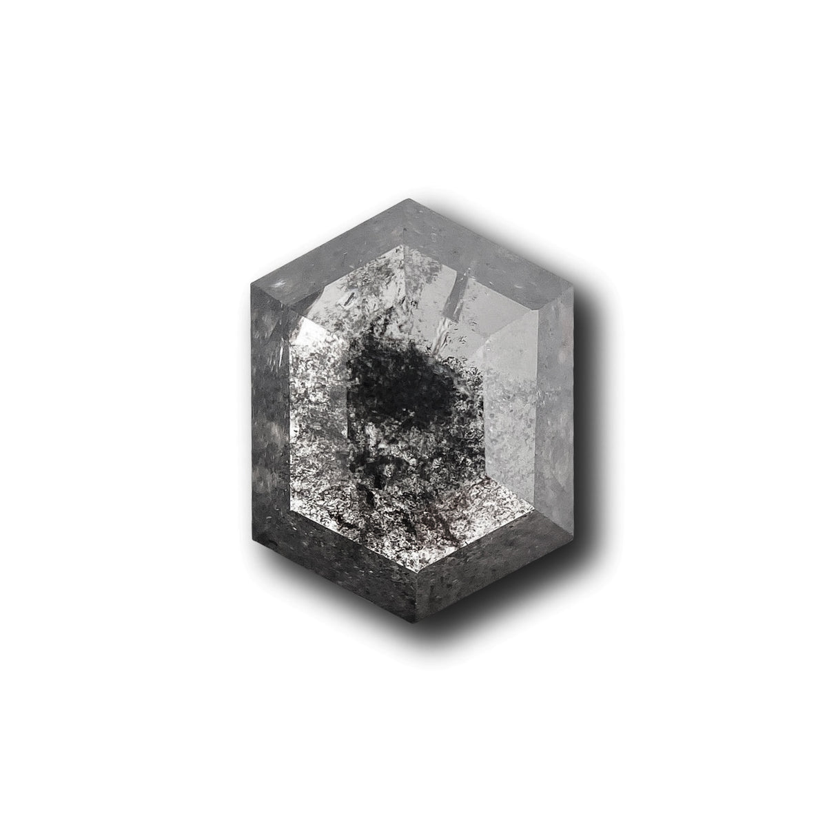 1.03ct | Salt &amp; Pepper Hexagon Shape Rose Cut Diamond - Modern Rustic Diamond
