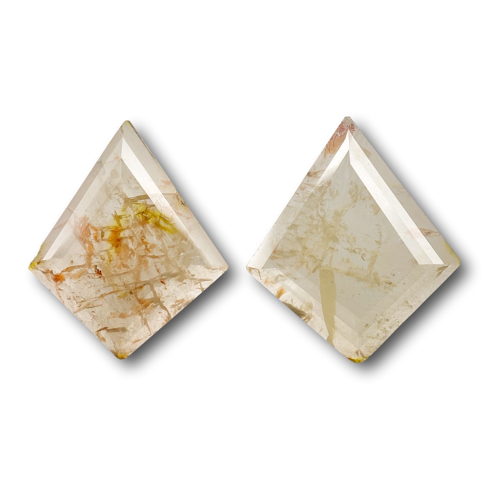 2.68cttw | Rustic  Kite Shape Rose Cut Diamond Matched Pair - Modern Rustic Diamond