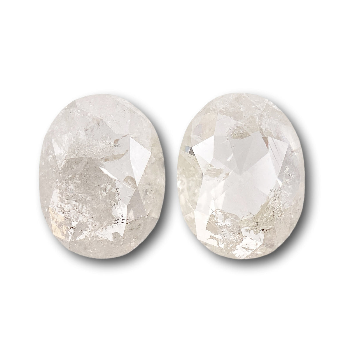 1.18cttw | Salt &amp; Pepper Oval Shape Rose Cut Diamond Matched Pair - Modern Rustic Diamond