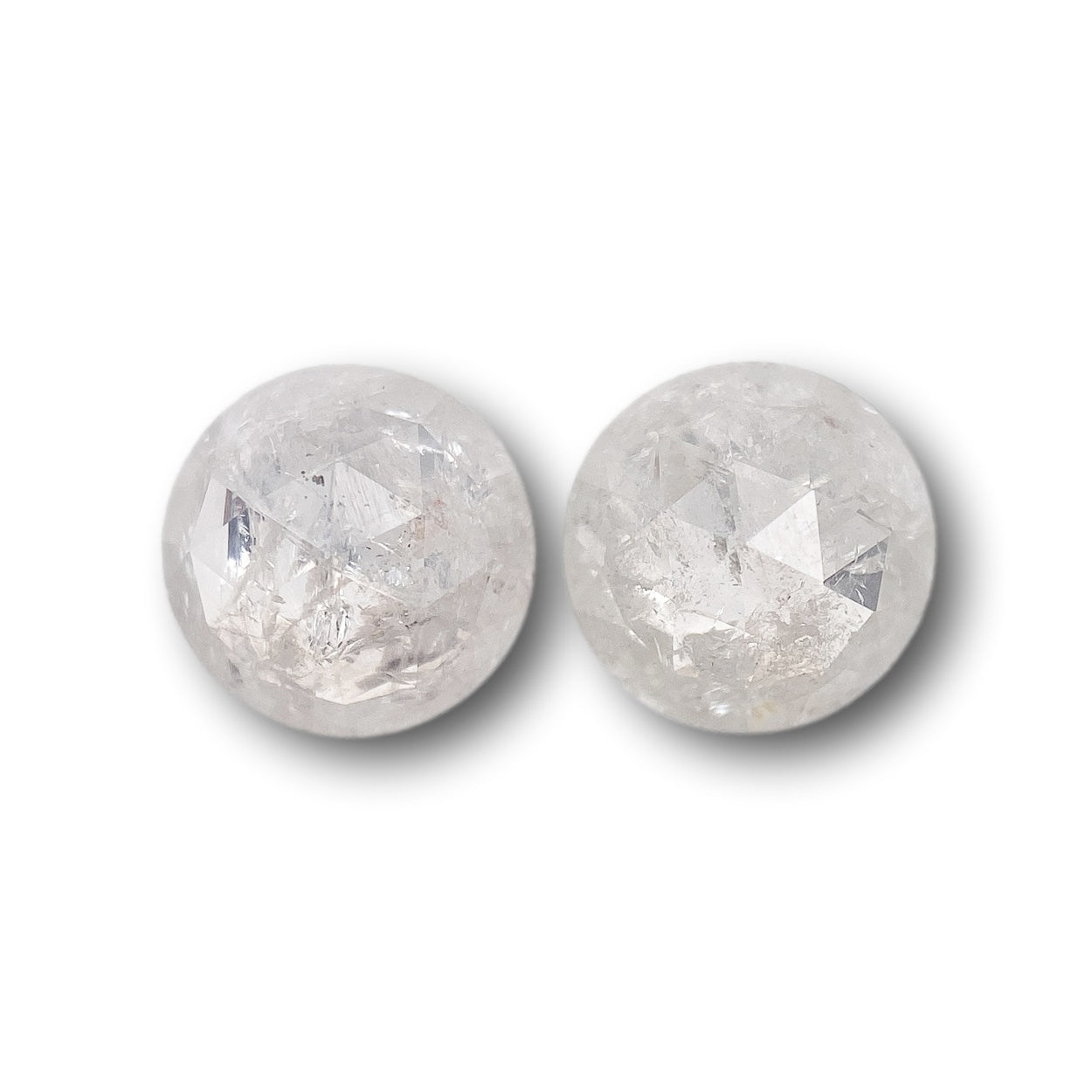 1.32cttw | Rustic Round Shape Rose Cut Diamond Matched Pair - Modern Rustic Diamond