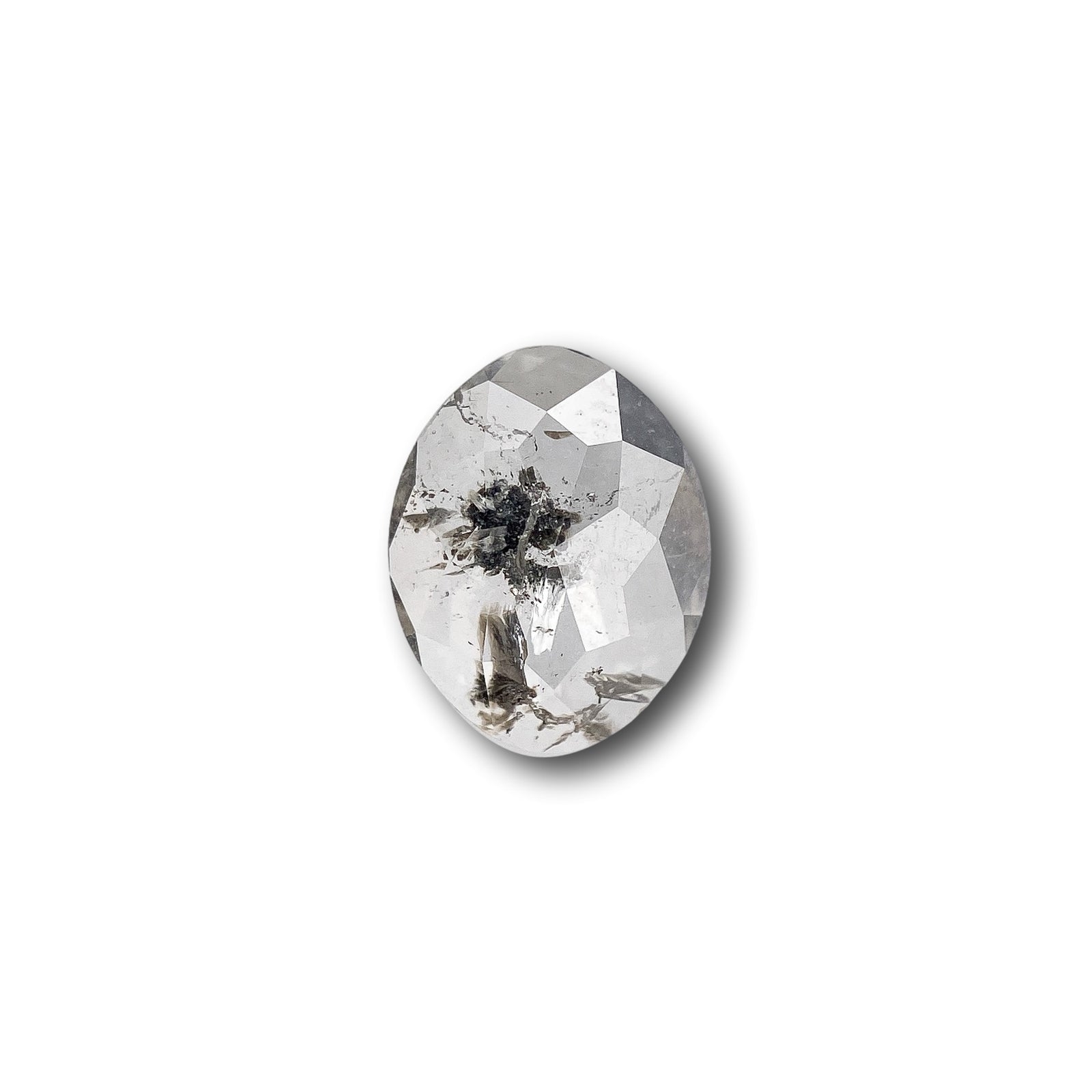 0.79ct | Salt & Pepper Oval Shape Rose Cut Diamond - Modern Rustic Diamond