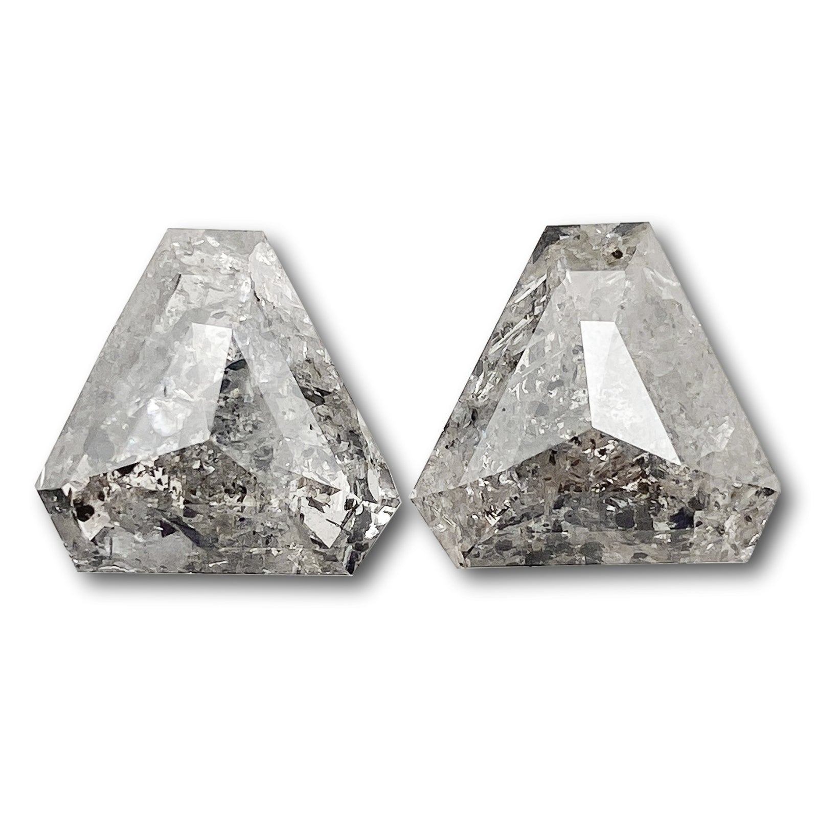 10.29cttw | Rustic Shield Shape Rose Cut Diamond Matched Pair - Modern Rustic Diamond