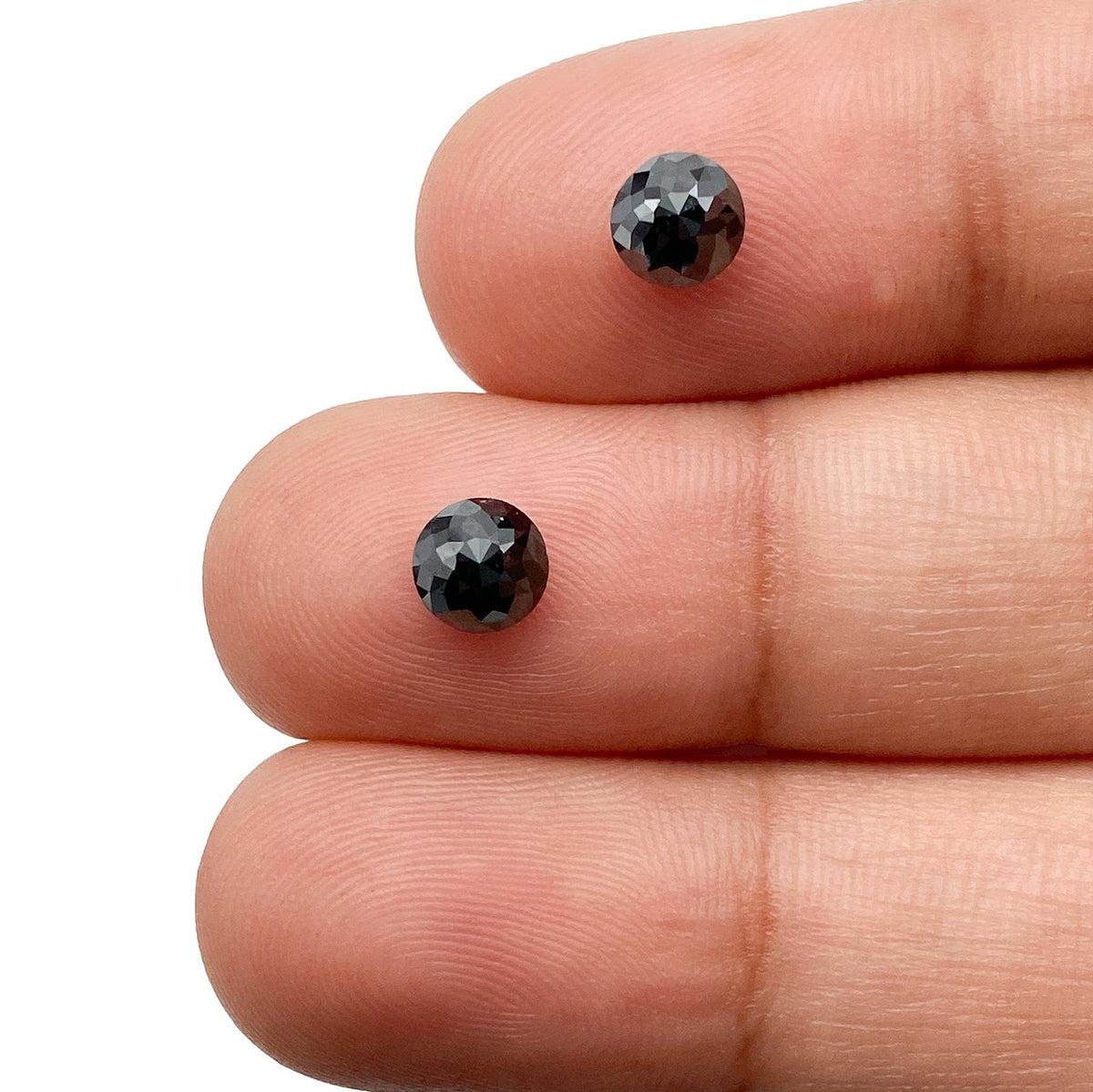 1.45cttw | Black Round Shape Rose Cut Diamond Matched Pair-Modern Rustic Diamond