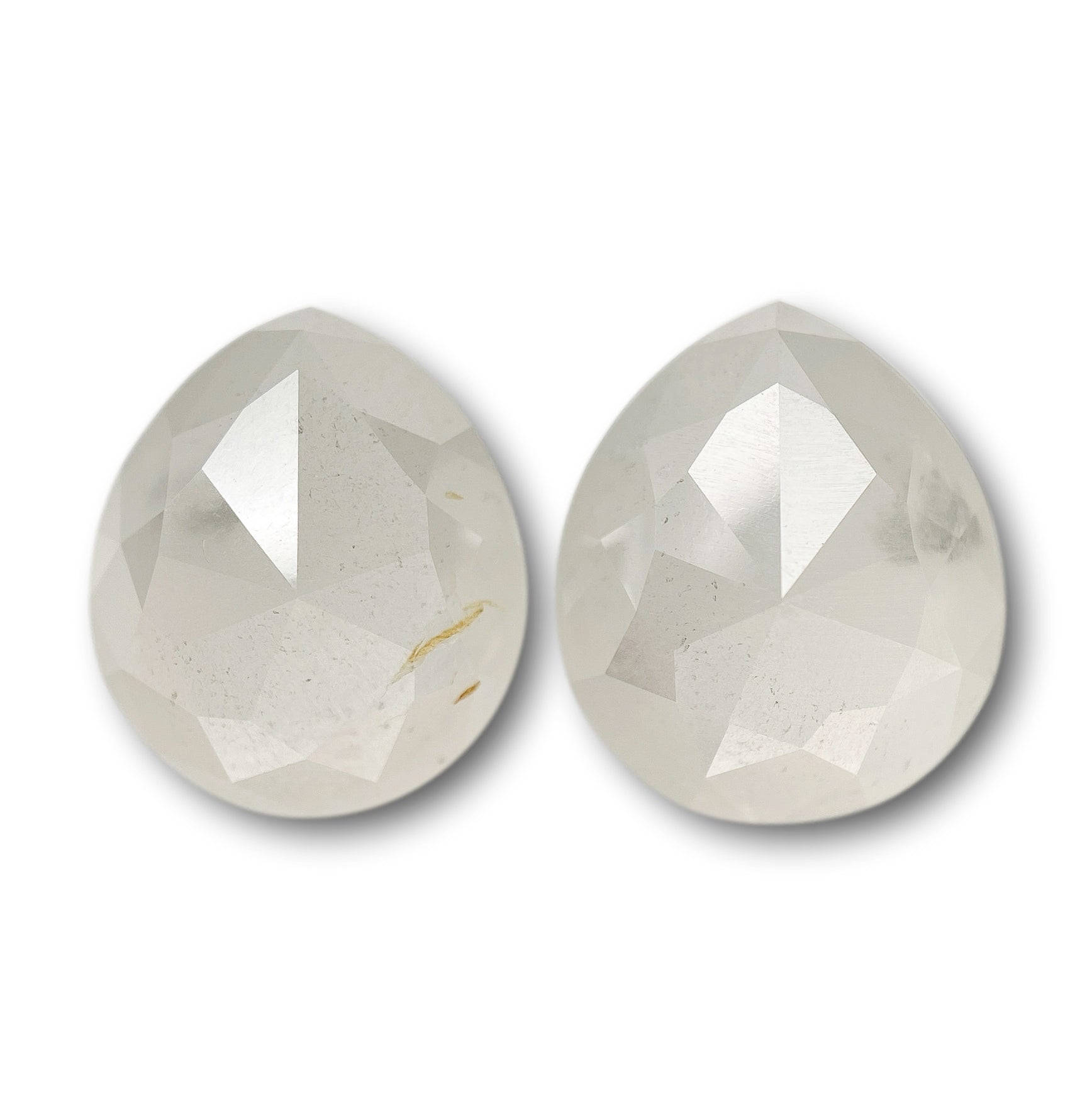 6.37cttw | Salt & Pepper Pear Shape Rose Cut Diamond Matched Pair - Modern Rustic Diamond