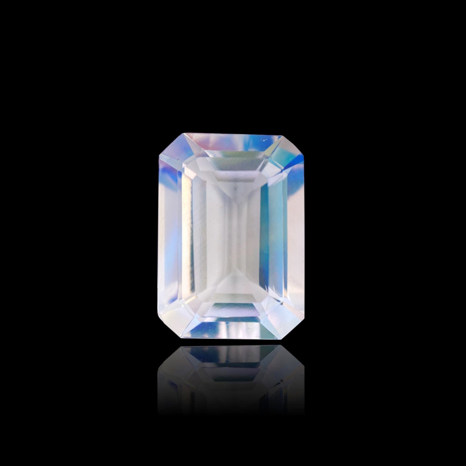 2.92ct |  Emerald Shape Step Cut Moonstone - Modern Rustic Diamond