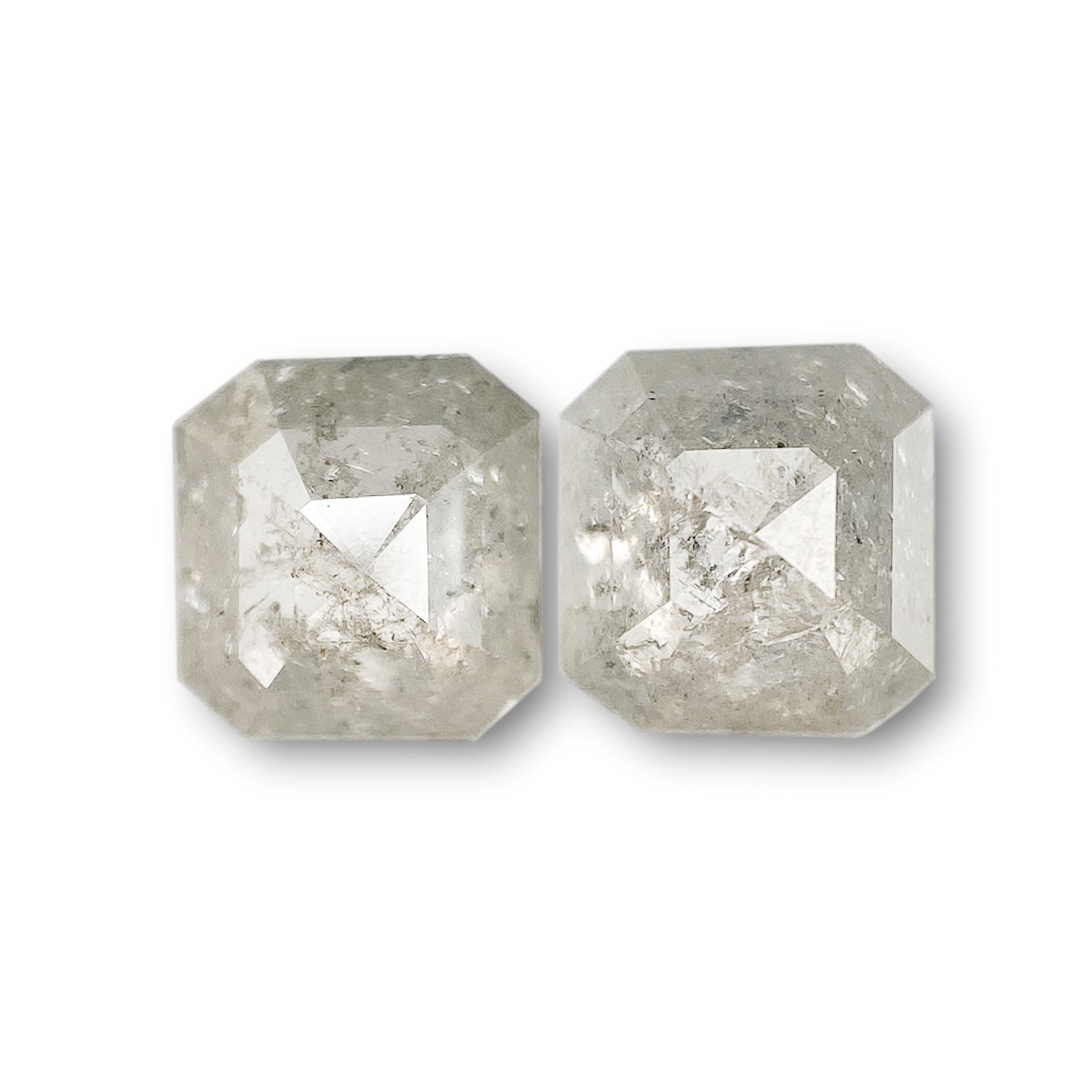 1.72cttw | Rustic  Asscher Shape Step Cut Diamond Matched Pair - Modern Rustic Diamond