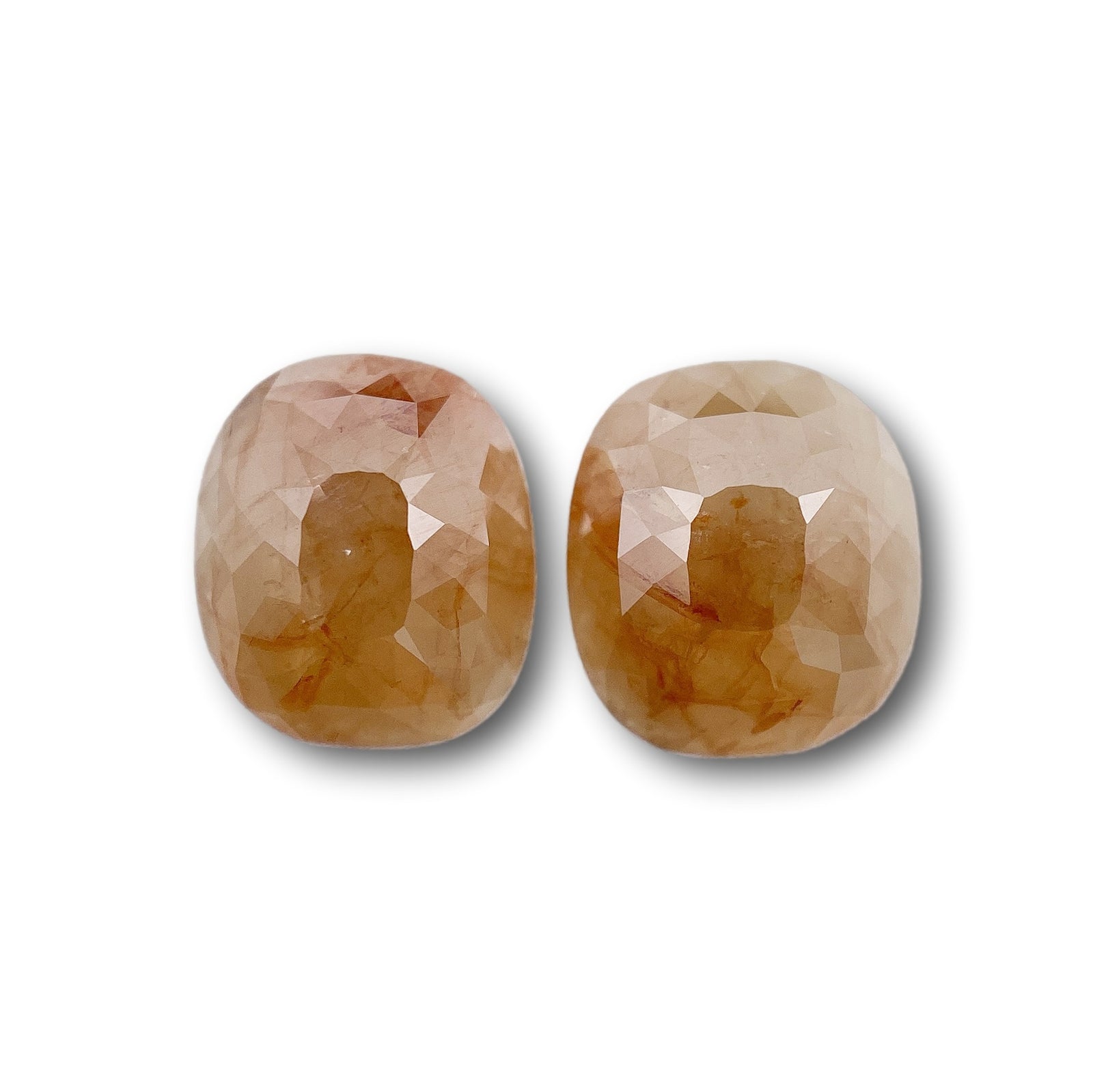 3.49cttw | Salt & Pepper Cushion Shape Rose Cut Diamond Matched Pair - Modern Rustic Diamond