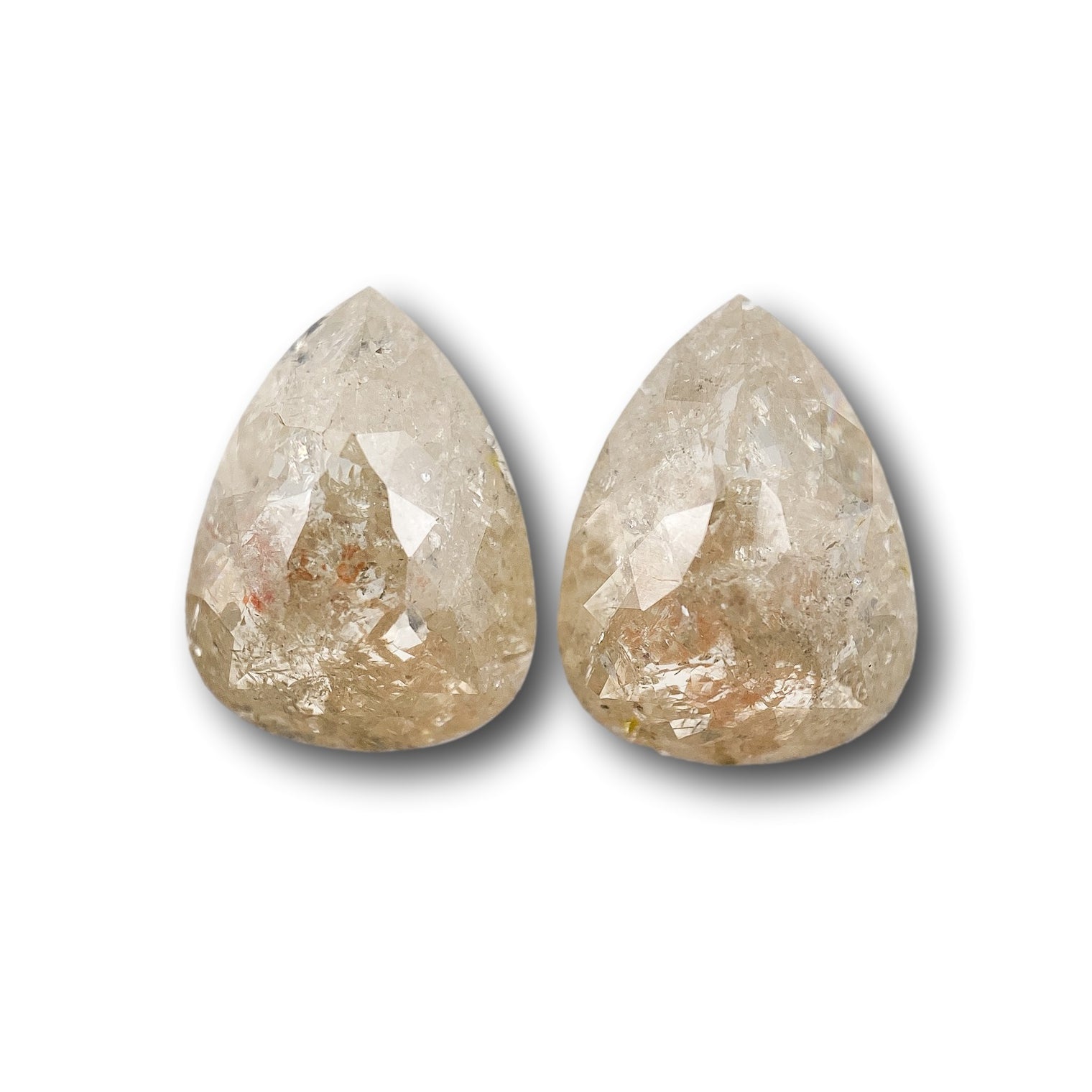3.54cttw | Rustic  Pear Shape Rose Cut Diamond Matched Pair - Modern Rustic Diamond