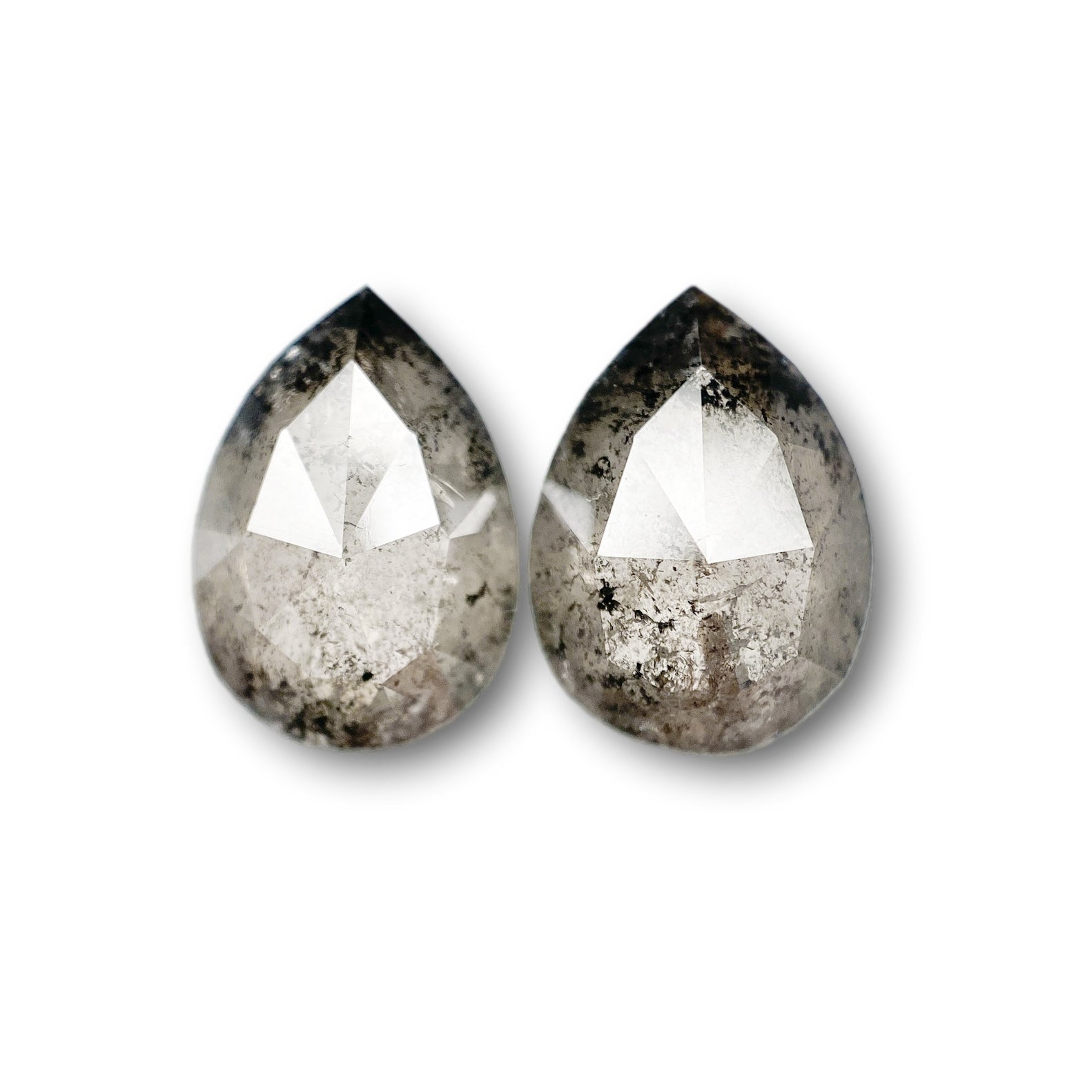 4.68cttw | Rustic Pear Shape Rose Cut Diamond Matched Pair - Modern Rustic Diamond