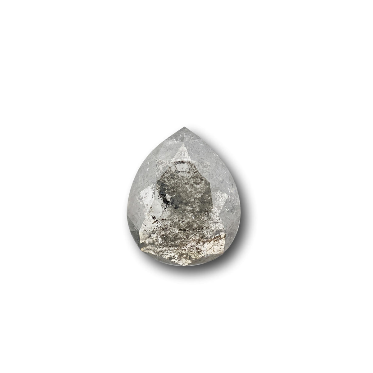 1.97ct | Salt &amp; Pepper Pear Shape Rose Cut Diamond - Modern Rustic Diamond