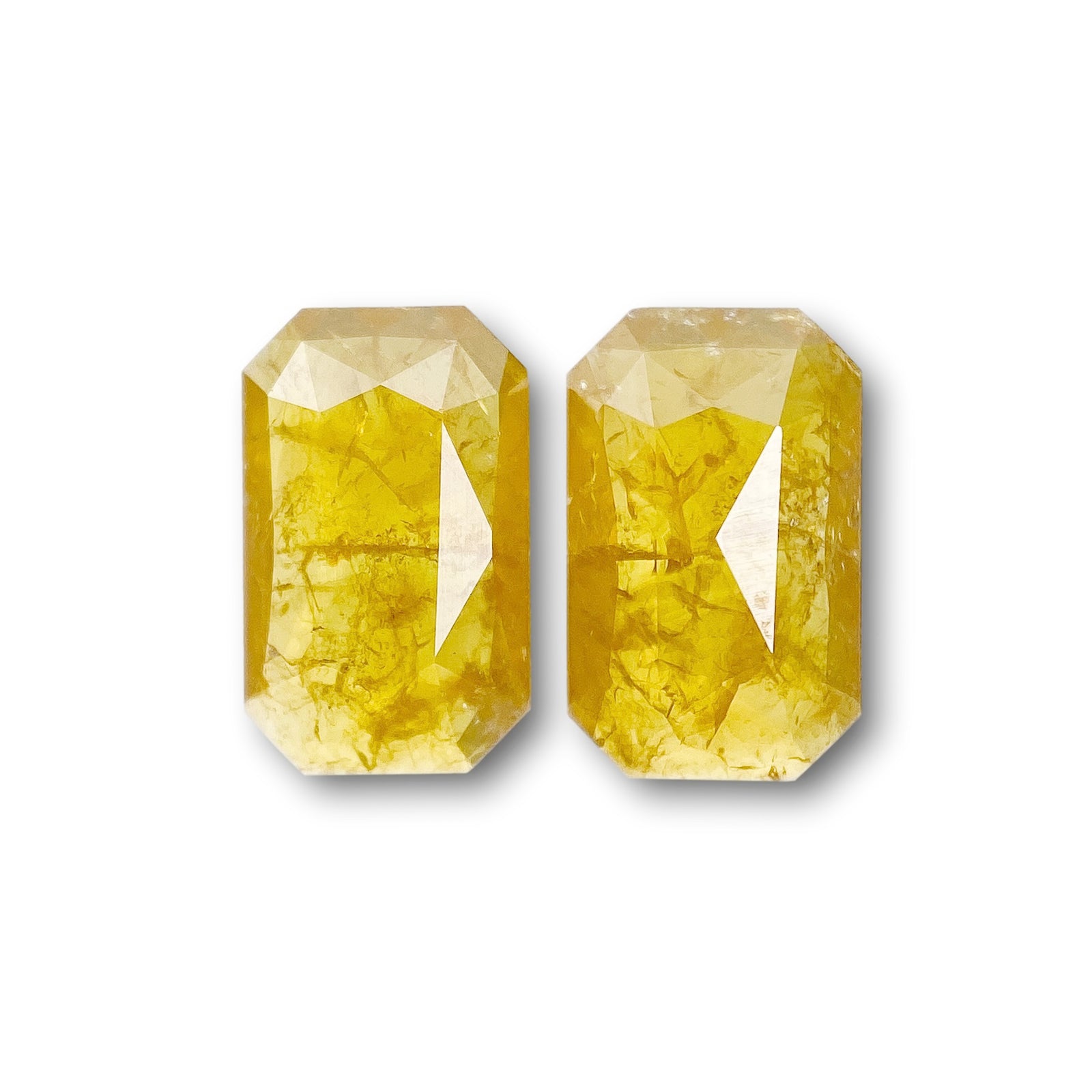 1.33cttw | Rustic  Emerald Shape Rose Cut Diamond Matched Pair - Modern Rustic Diamond