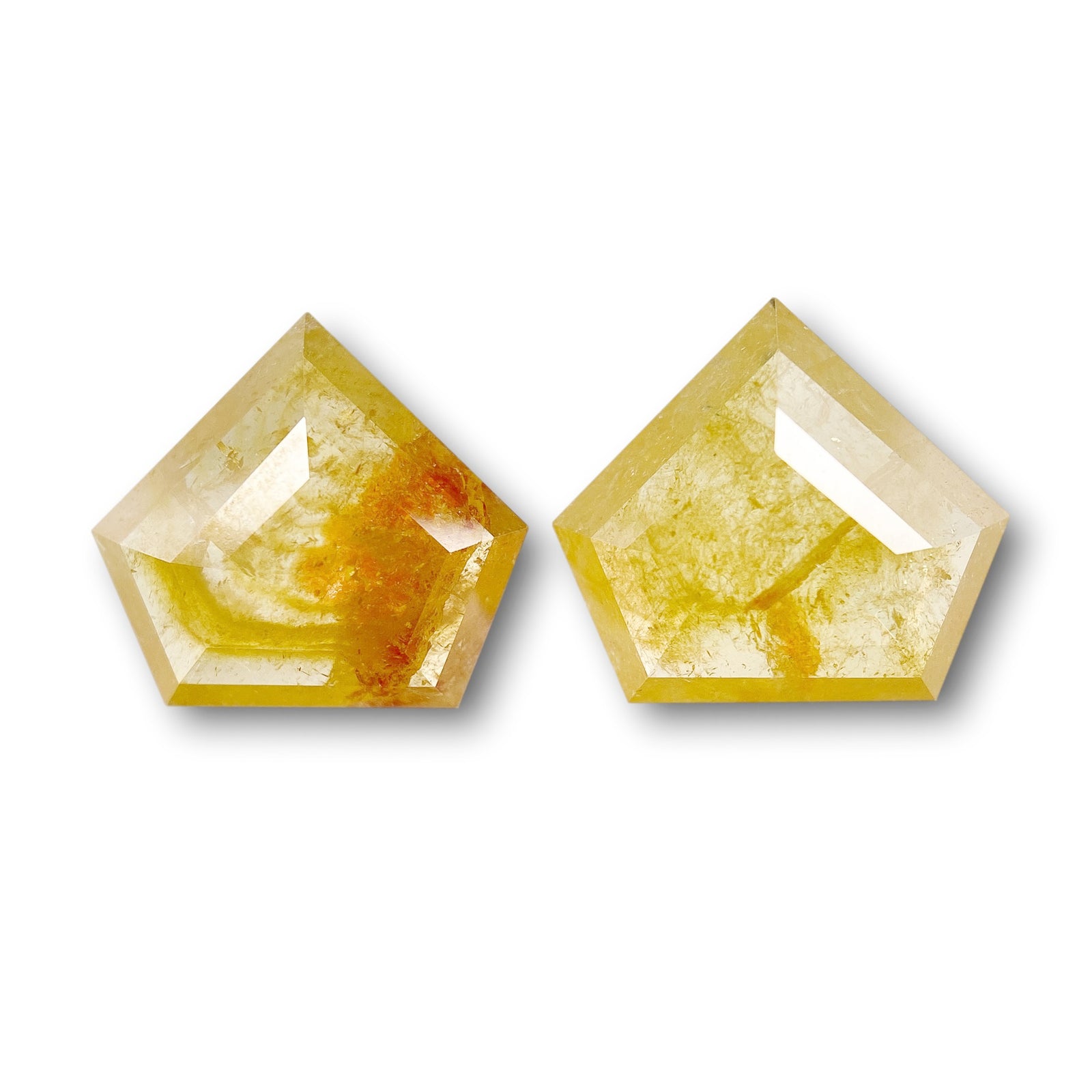 2.23cttw | Rustic  Shield Shape Rose Cut Diamond Matched Pair - Modern Rustic Diamond