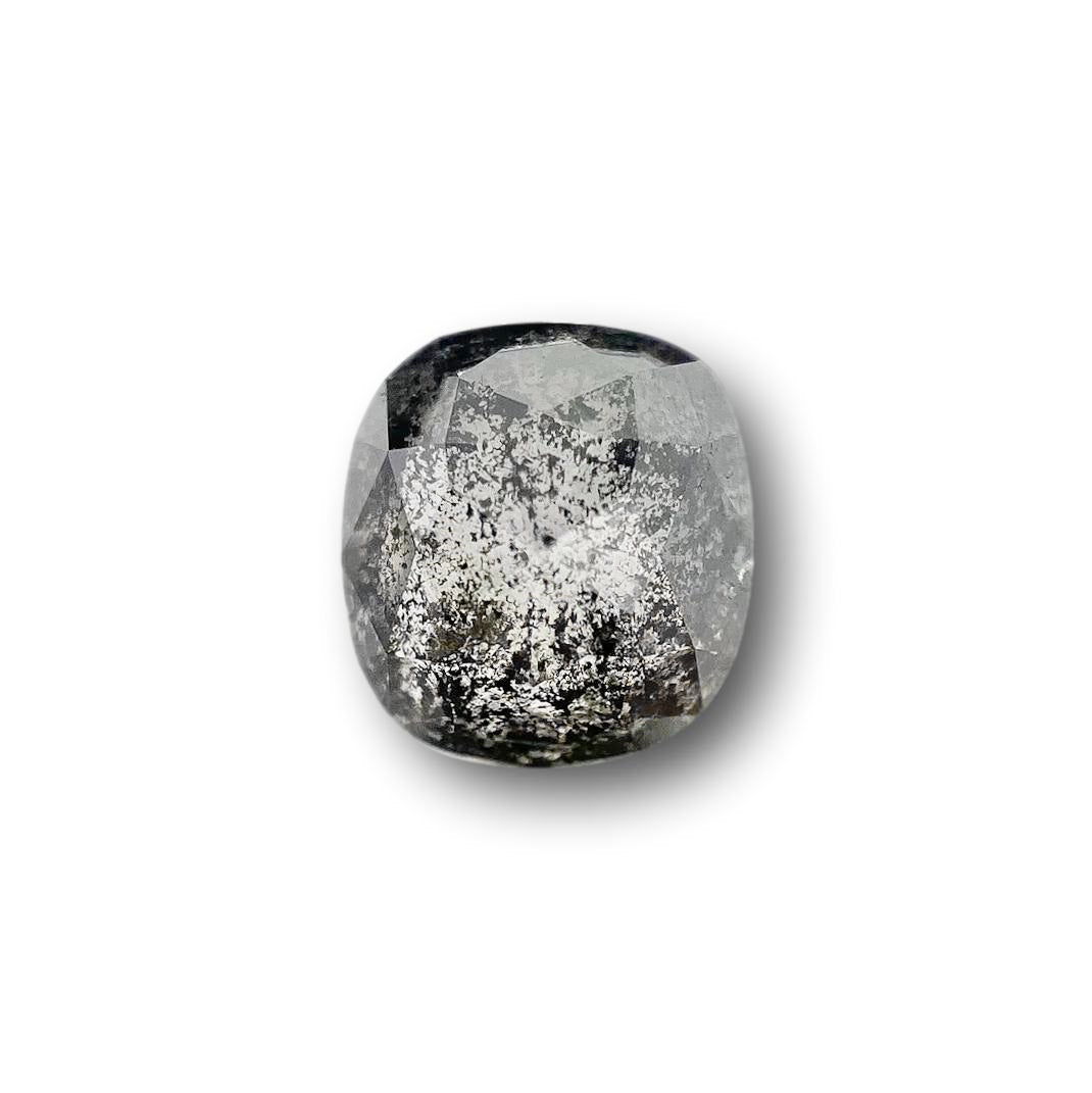 1.40ct | Salt & Pepper Cushion Shape Rose Cut Diamond - Modern Rustic Diamond