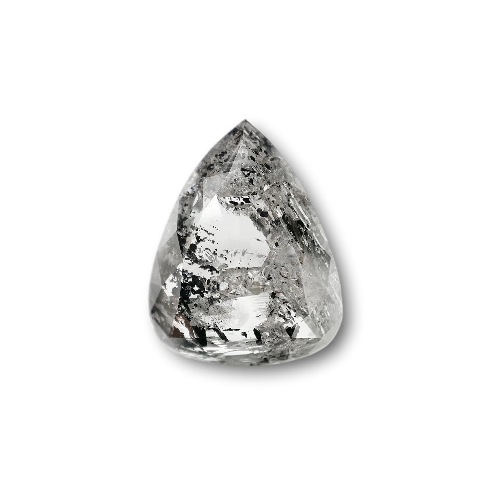 5.51ct | Salt & Pepper Pear Shape Rose Cut Diamond - Modern Rustic Diamond