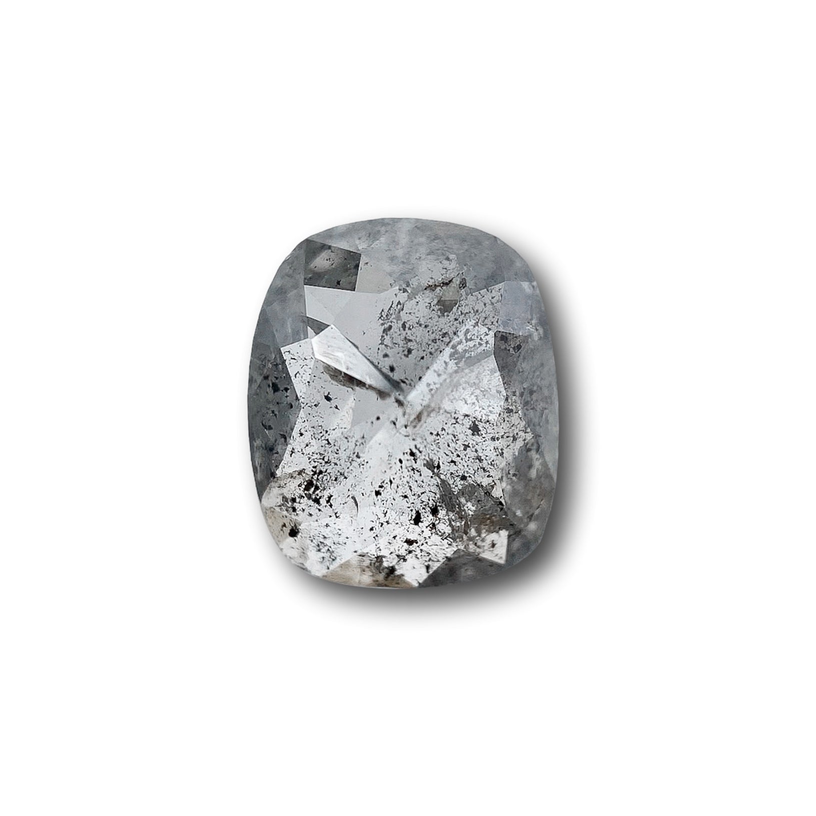 0.83ct | Salt & Pepper Cushion Shape Rose Cut Diamond - Modern Rustic Diamond