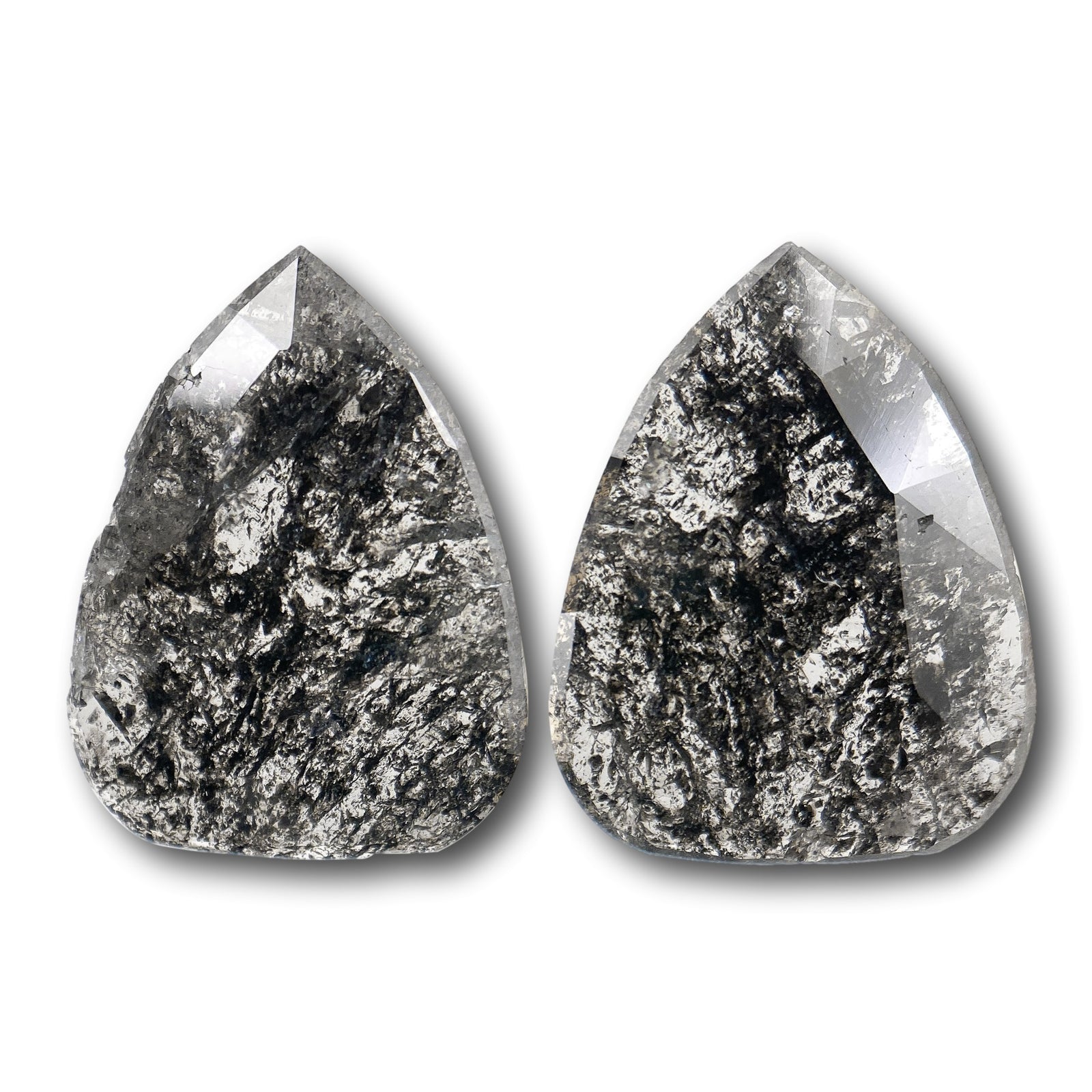 5.03cttw | Rstc  Pear Shape Rose Cut Diamond Matched Pair - Modern Rustic Diamond