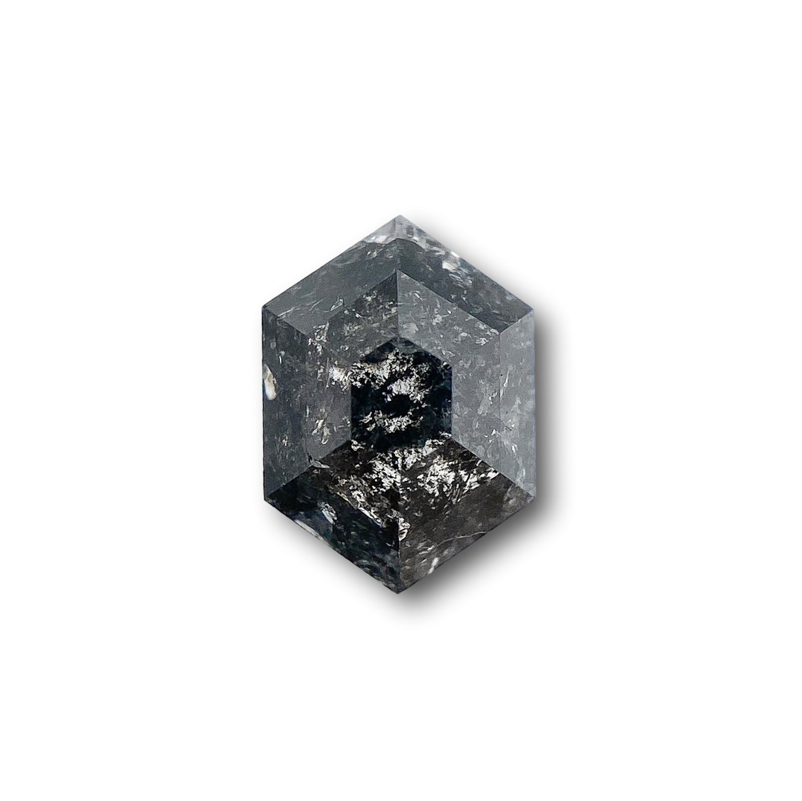 0.65ct | Salt & Pepper Hexagon Shape Rose Cut Diamond - Modern Rustic Diamond