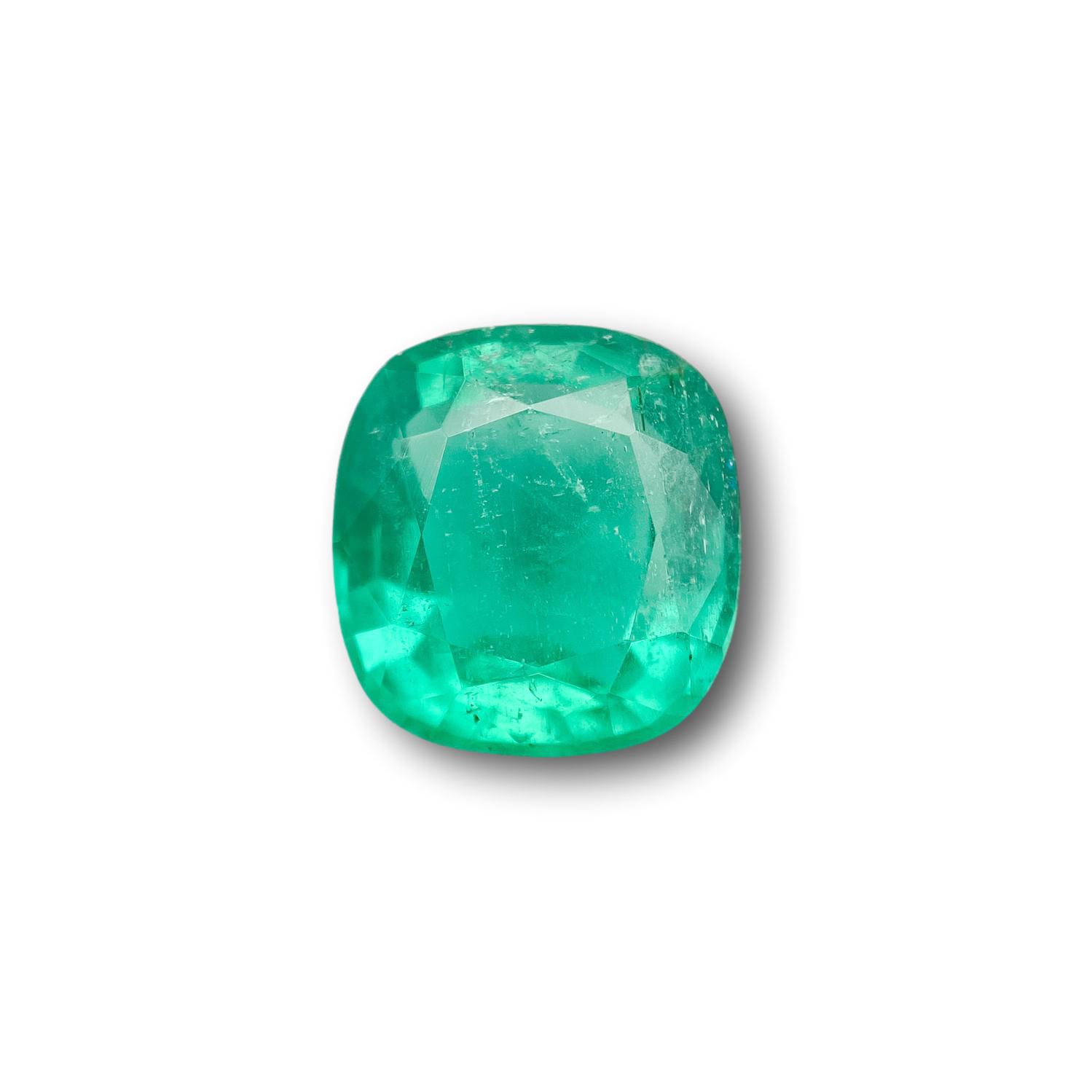 3.28ct | Brilliant Cut Cushion Shape Brazil Emerald - Modern Rustic Diamond