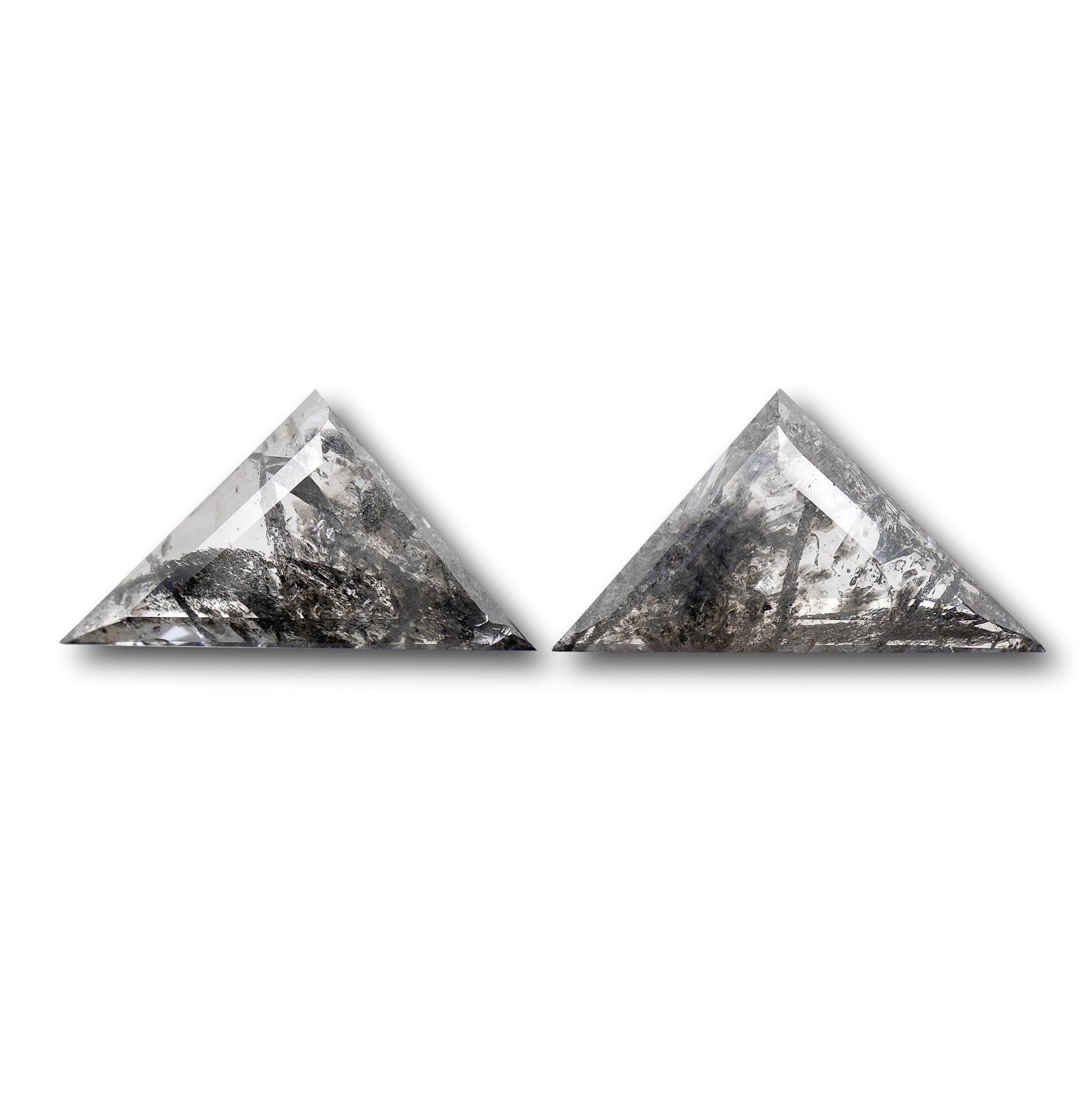 2.80cttw | Rustic Triangular Shape Rose Cut Diamond Matched Pair - Modern Rustic Diamond