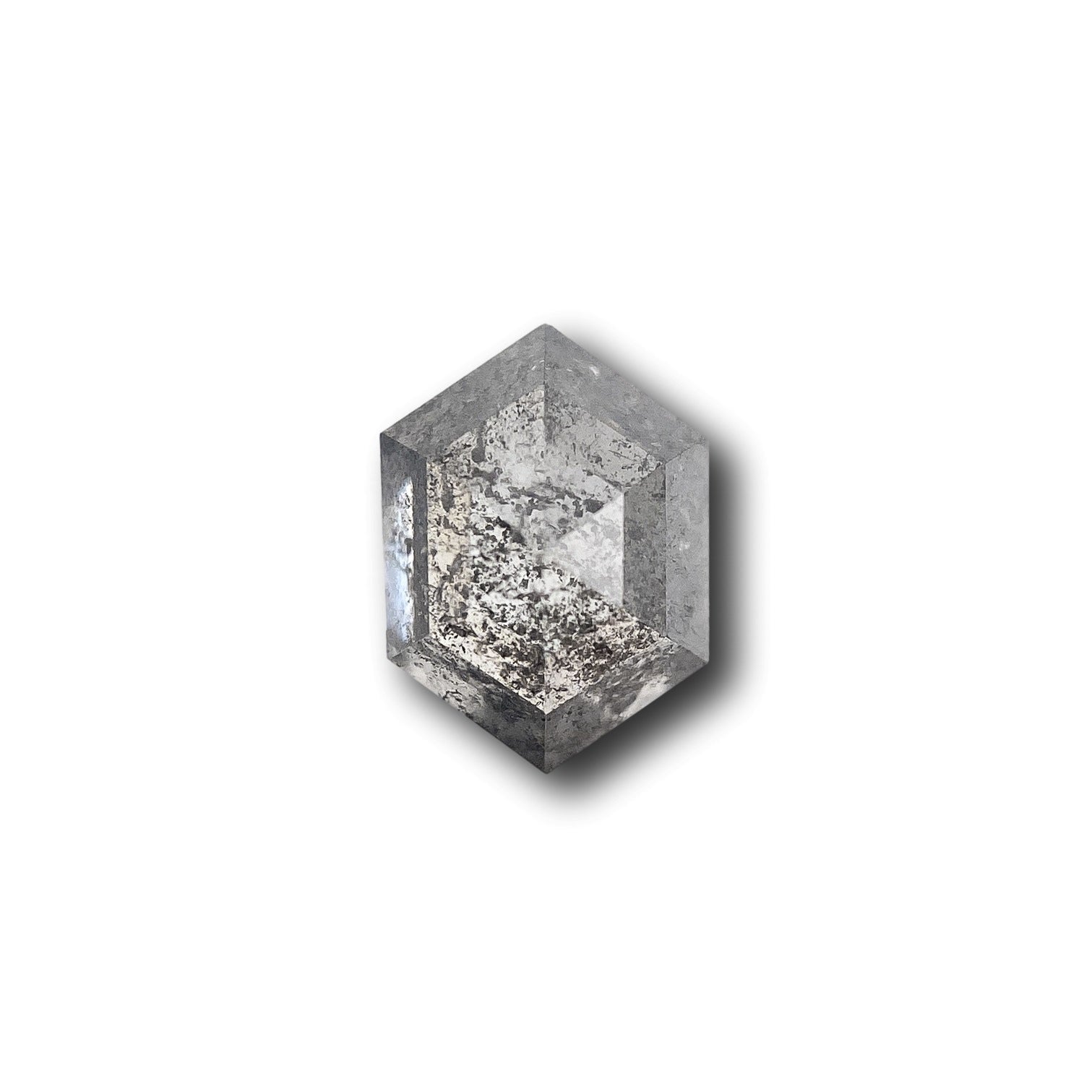 1.04ct | Salt & Pepper Hexagon Shape Rose Cut Diamond - Modern Rustic Diamond